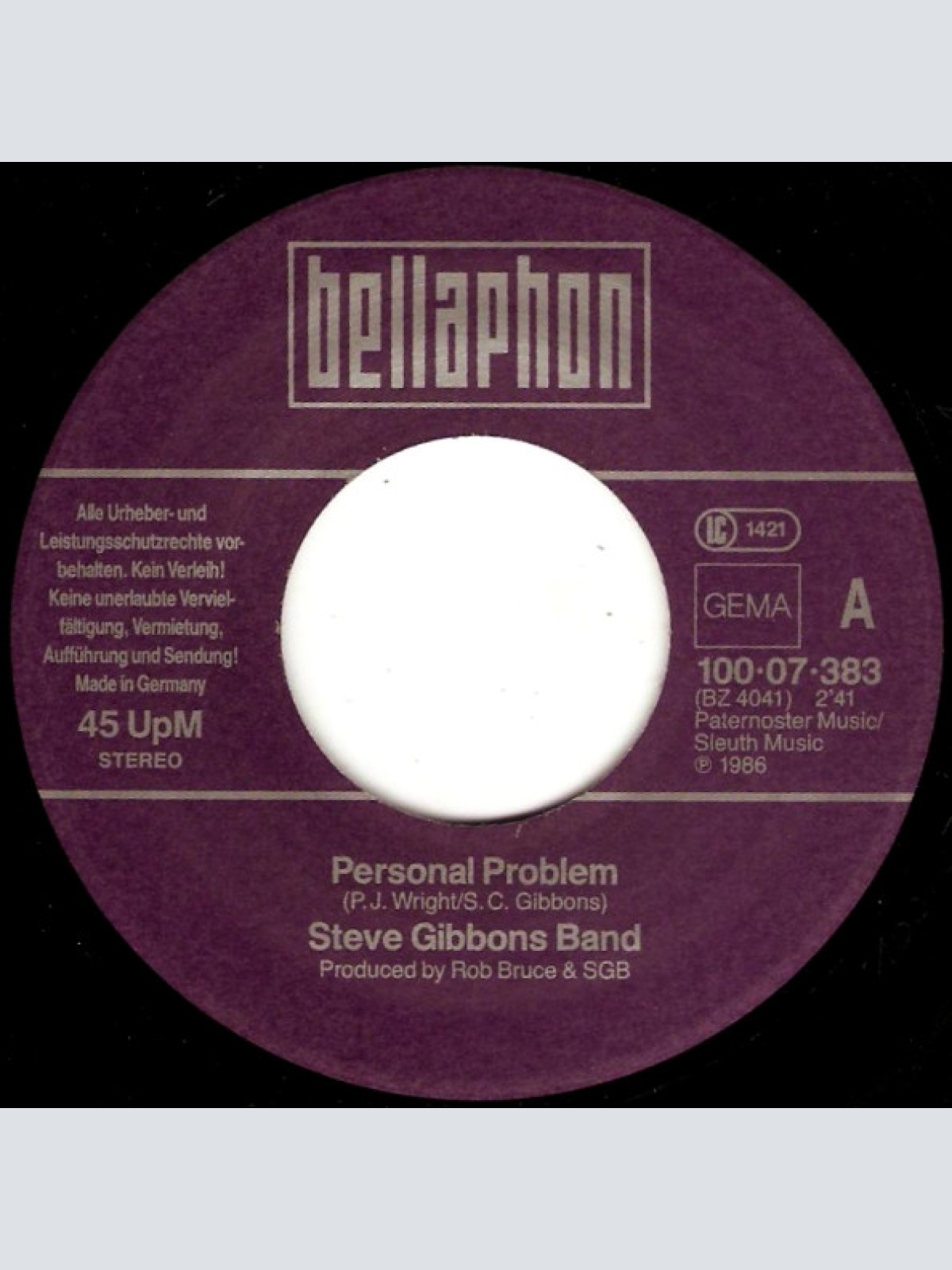 Vinyl / Steve Gibbons Band - Personal Problem