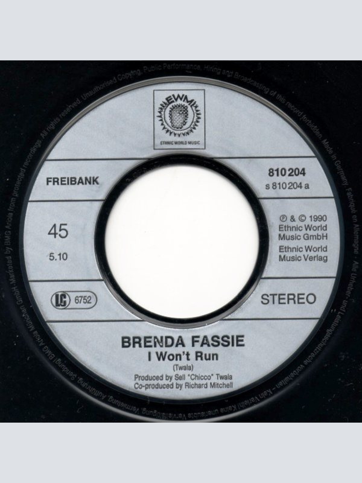 Vinyl / Brenda* - I Won't Run