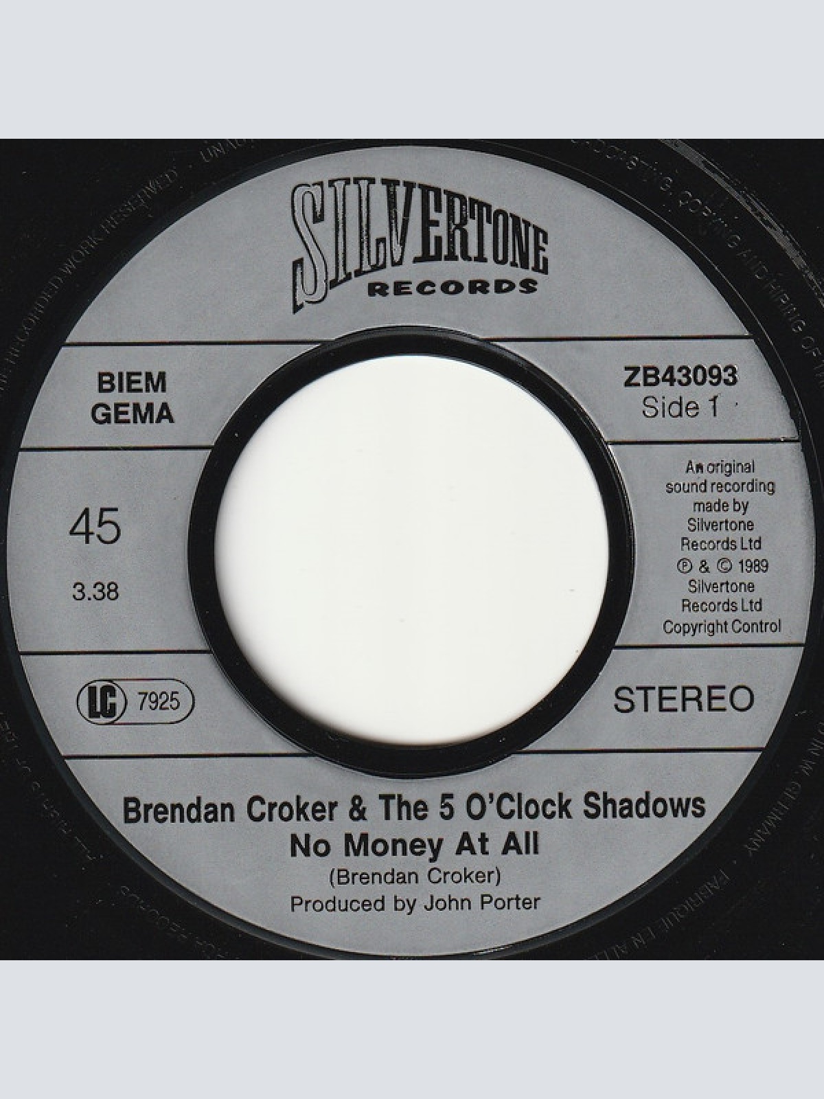 Vinyl / Brendan Croker And The 5 O'Clock Shadows - No Money At All