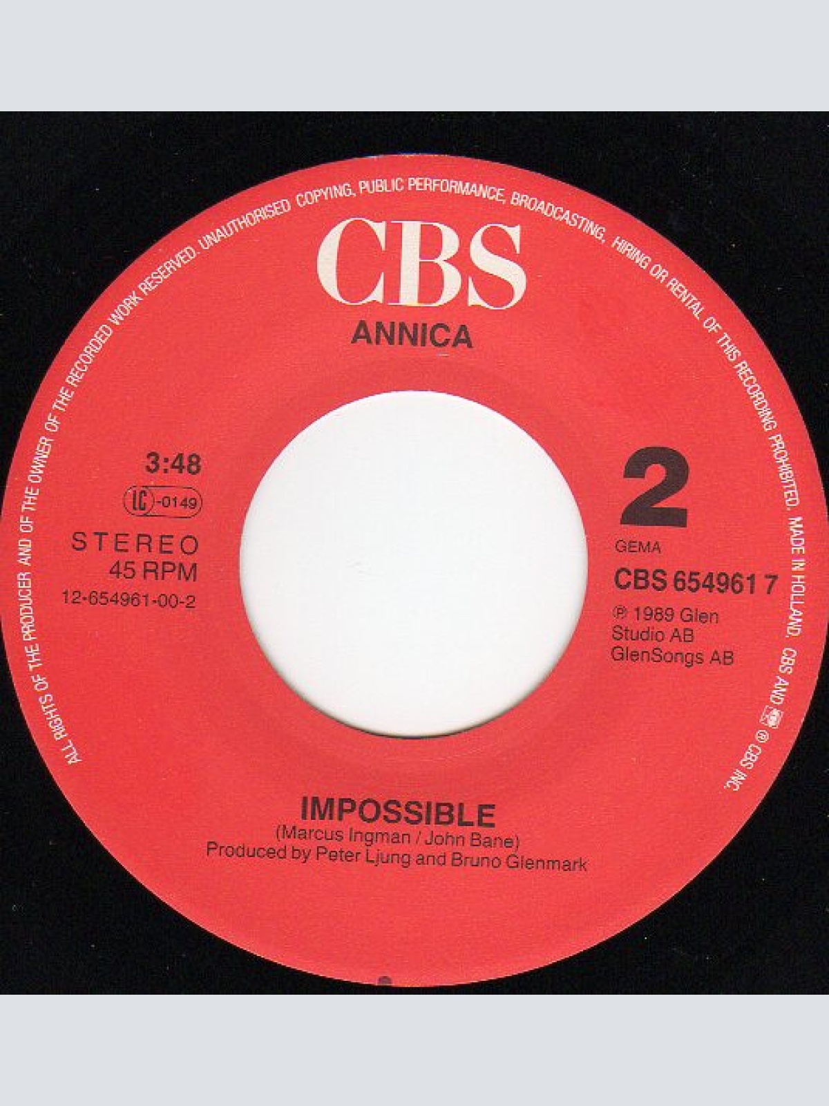 Vinyl / Annica* - I Can't Deny A Broken Heart