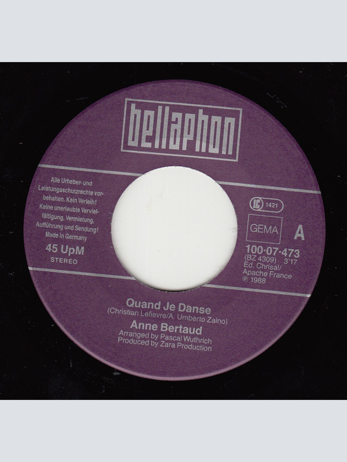 Vinyl / Anne Bertaud - Quand Je Danse