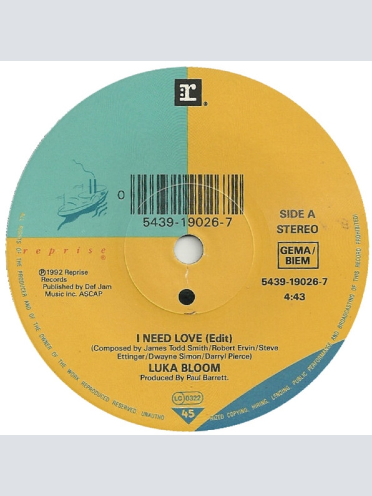 Vinyl / Luka Bloom - I Need Love
