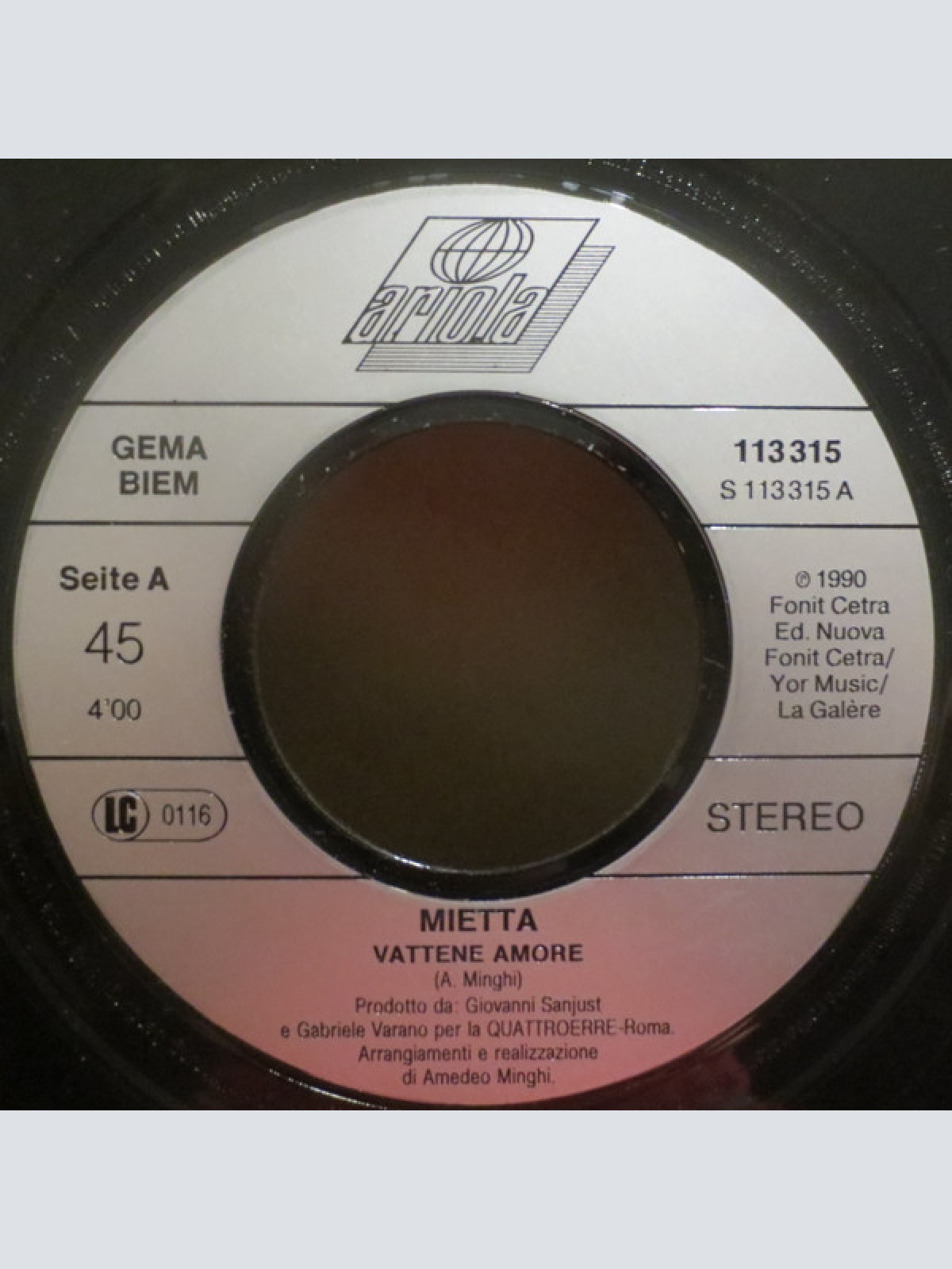 Vinyl / Mietta - Vattene Amore