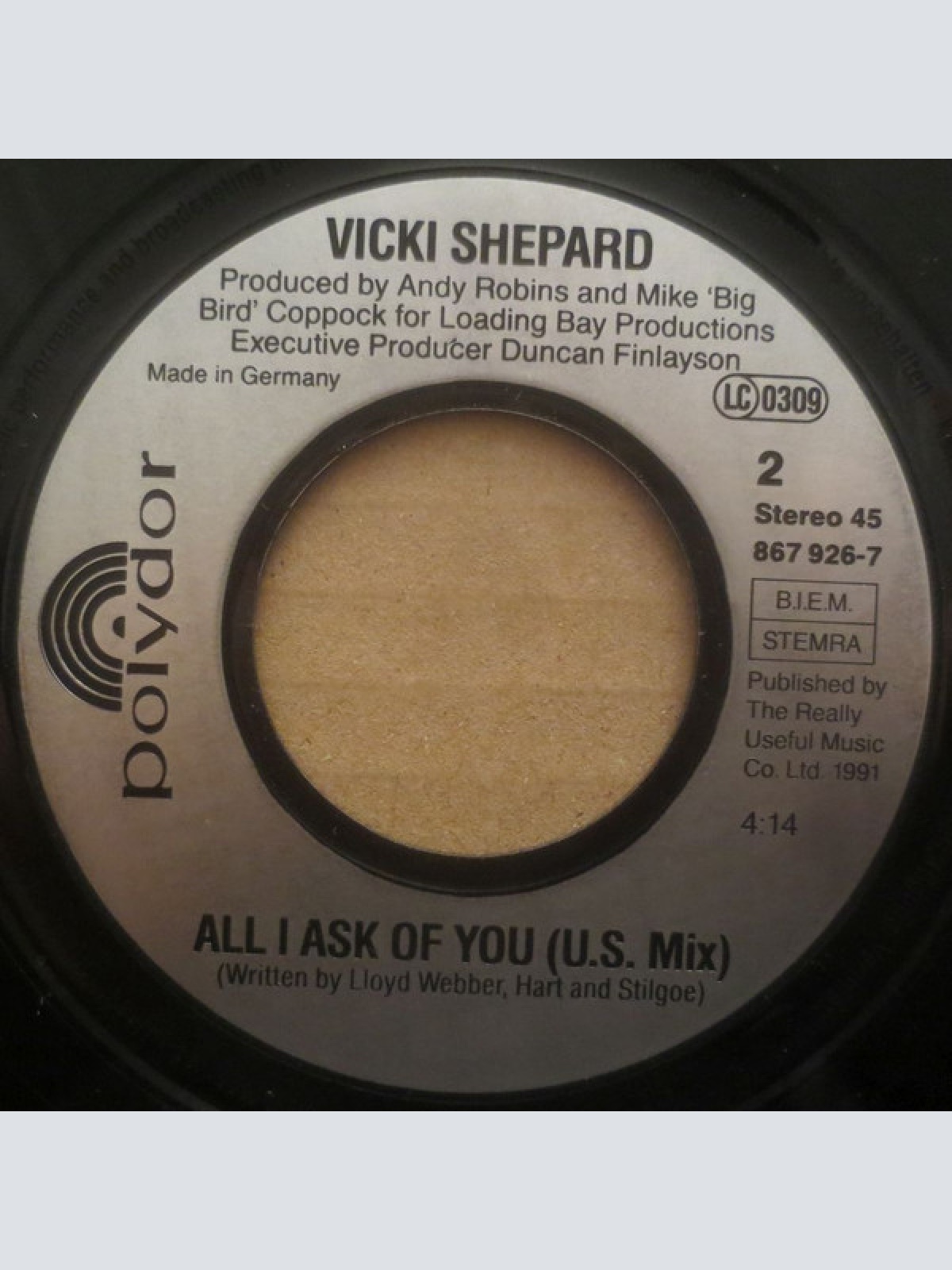 Vinyl / Vicki Shepard - All I Ask Of You
