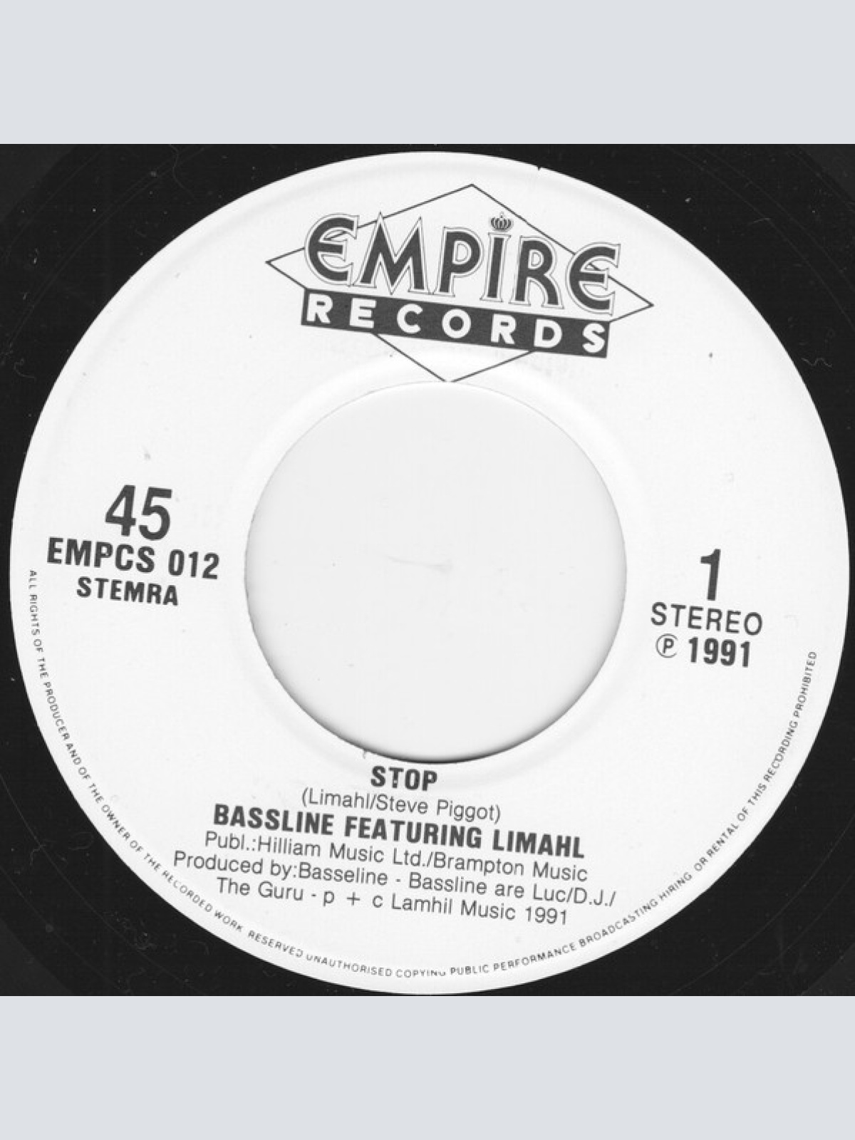 Vinyl / Bassline Featuring Limahl - Stop