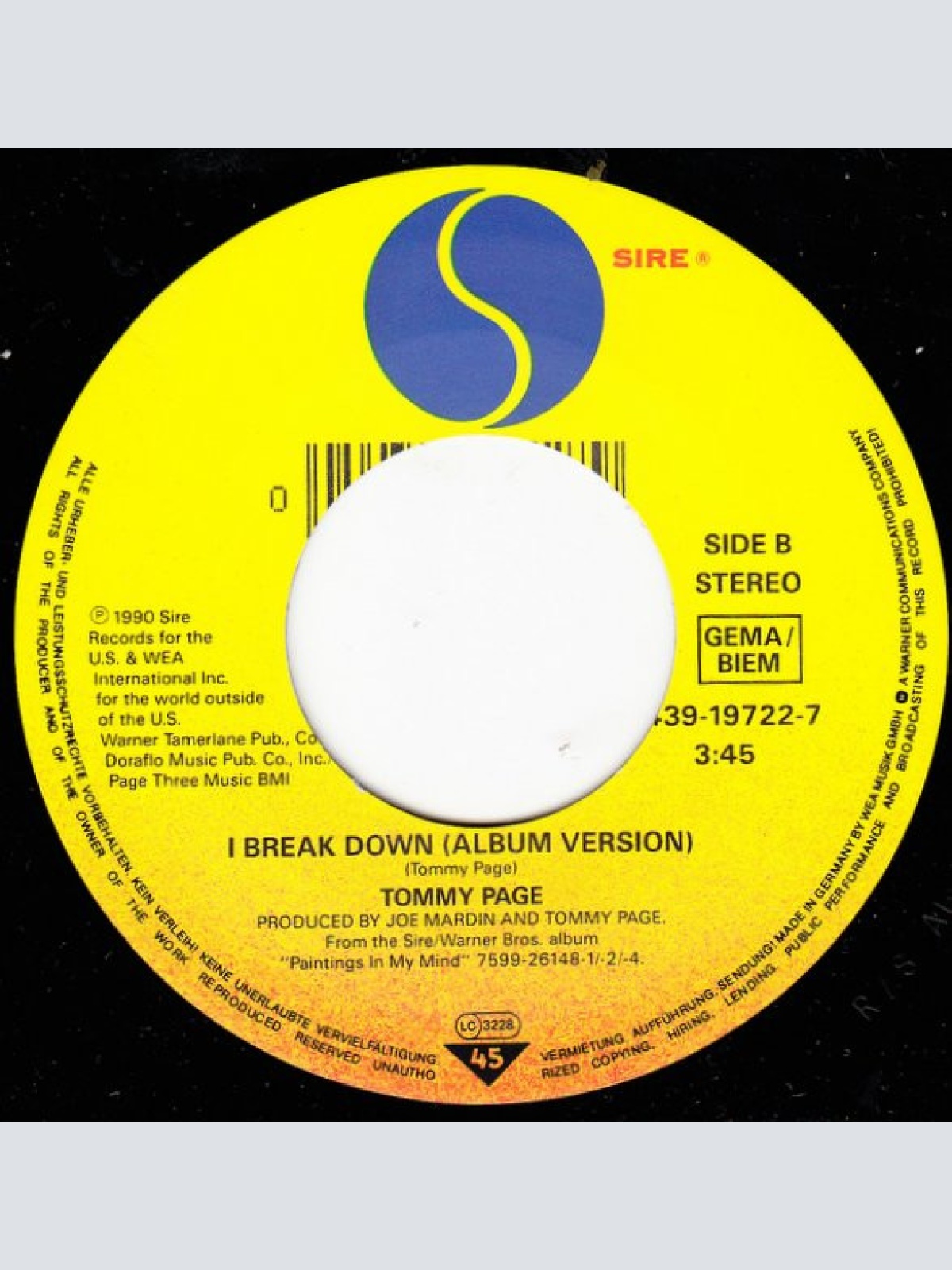 Vinyl / Tommy Page - Turn On The Radio