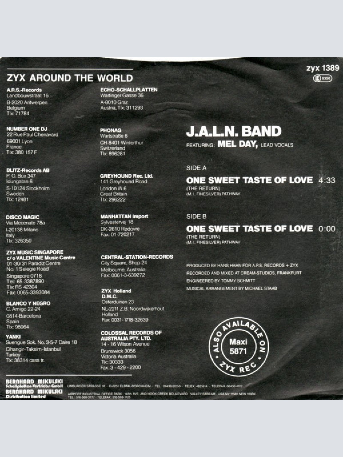 Vinyl / J.A.L.N. Band - One Sweet Taste Of Love