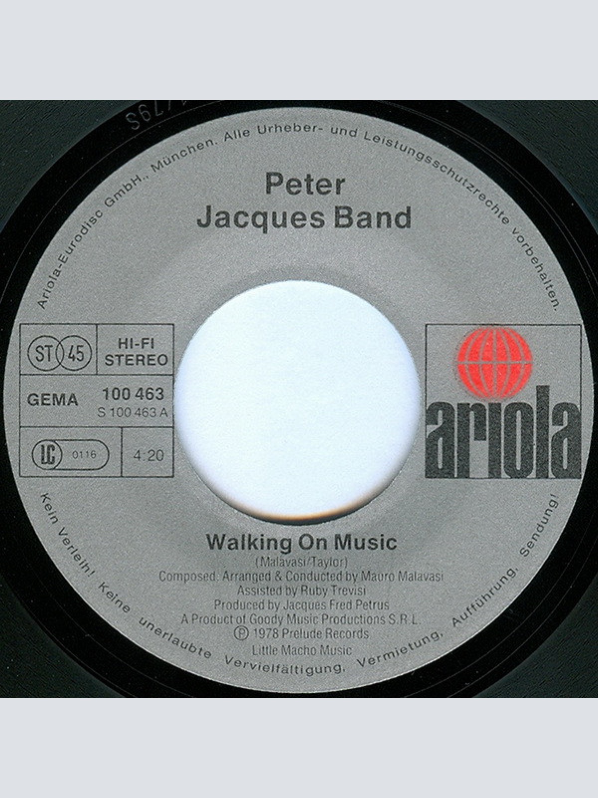Vinyl / Peter Jacques Band - Walking On Music / Fly With The Wind