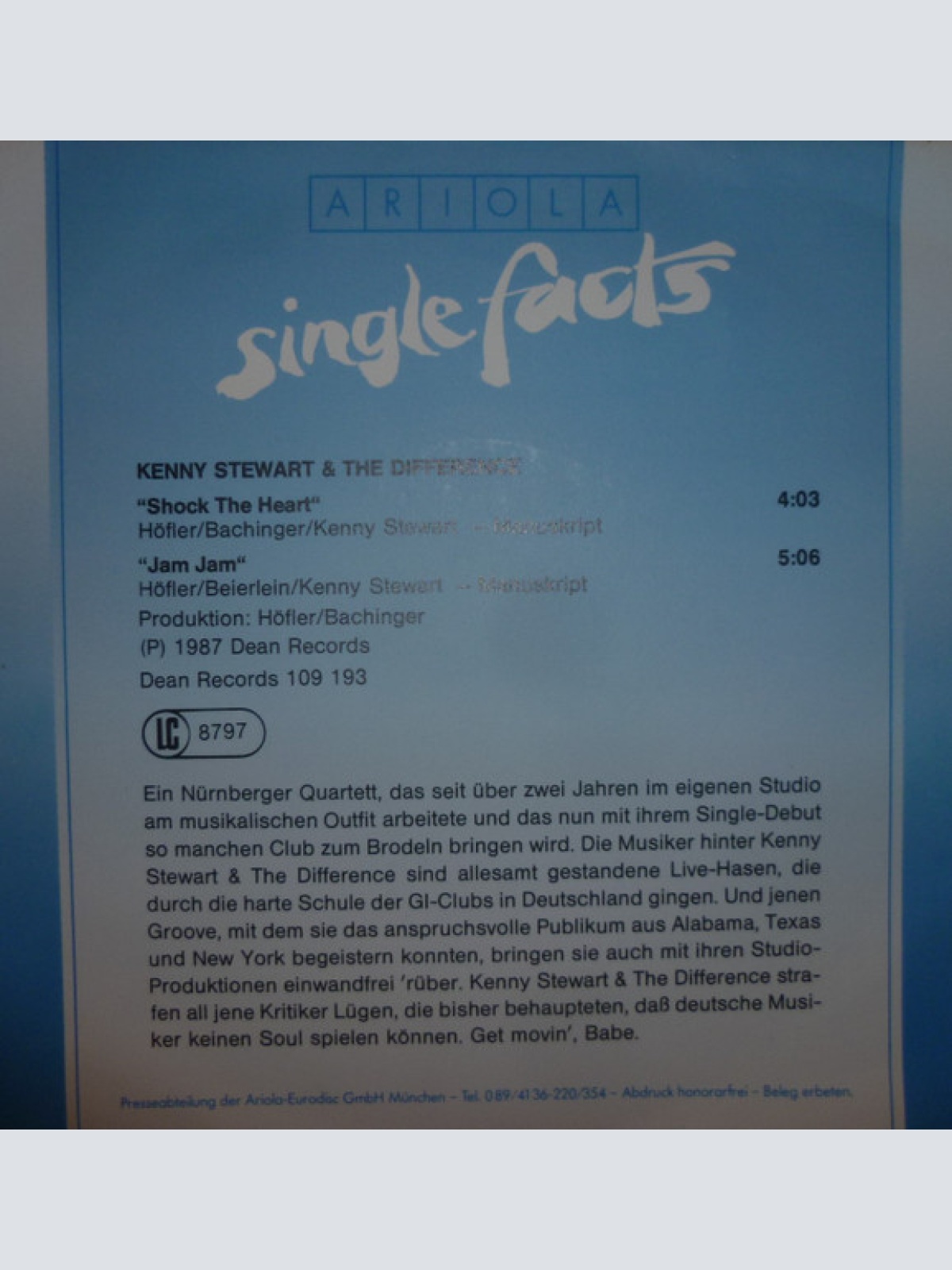 Vinyl / Kenny Stewart & The Difference - Shock The Heart