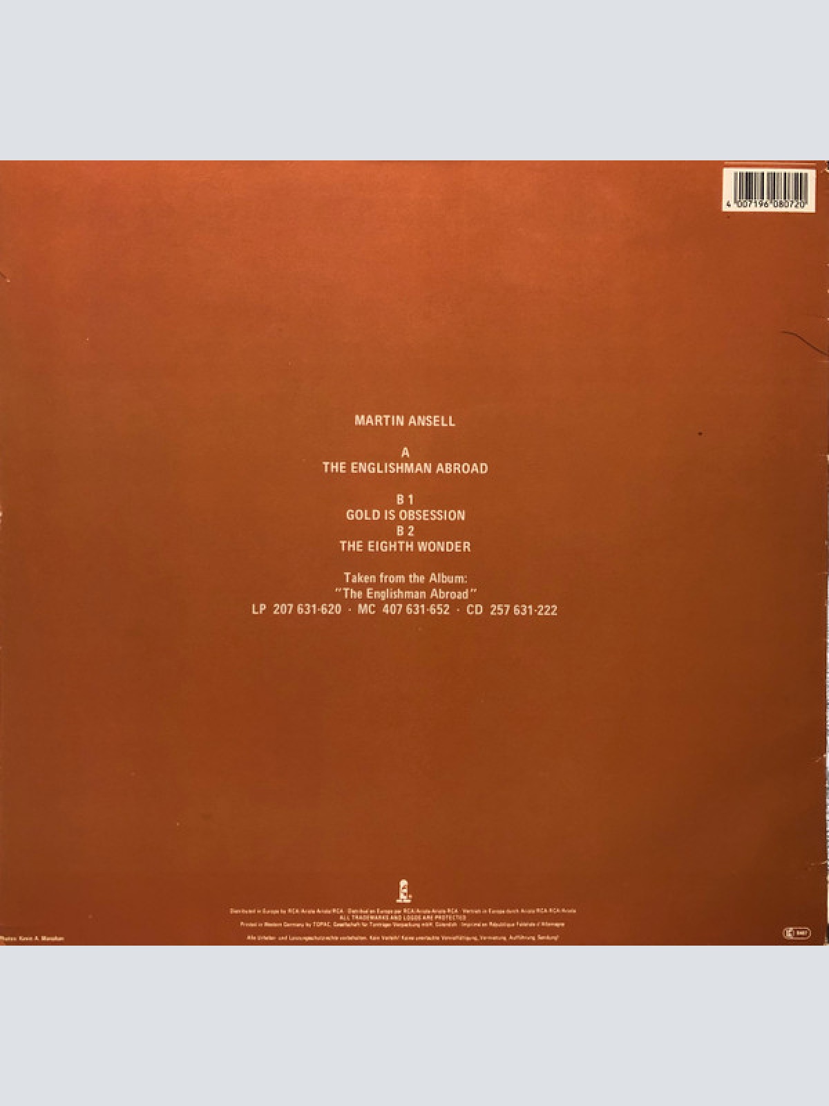 Vinyl / Martin Ansell - The Englishman Abroad