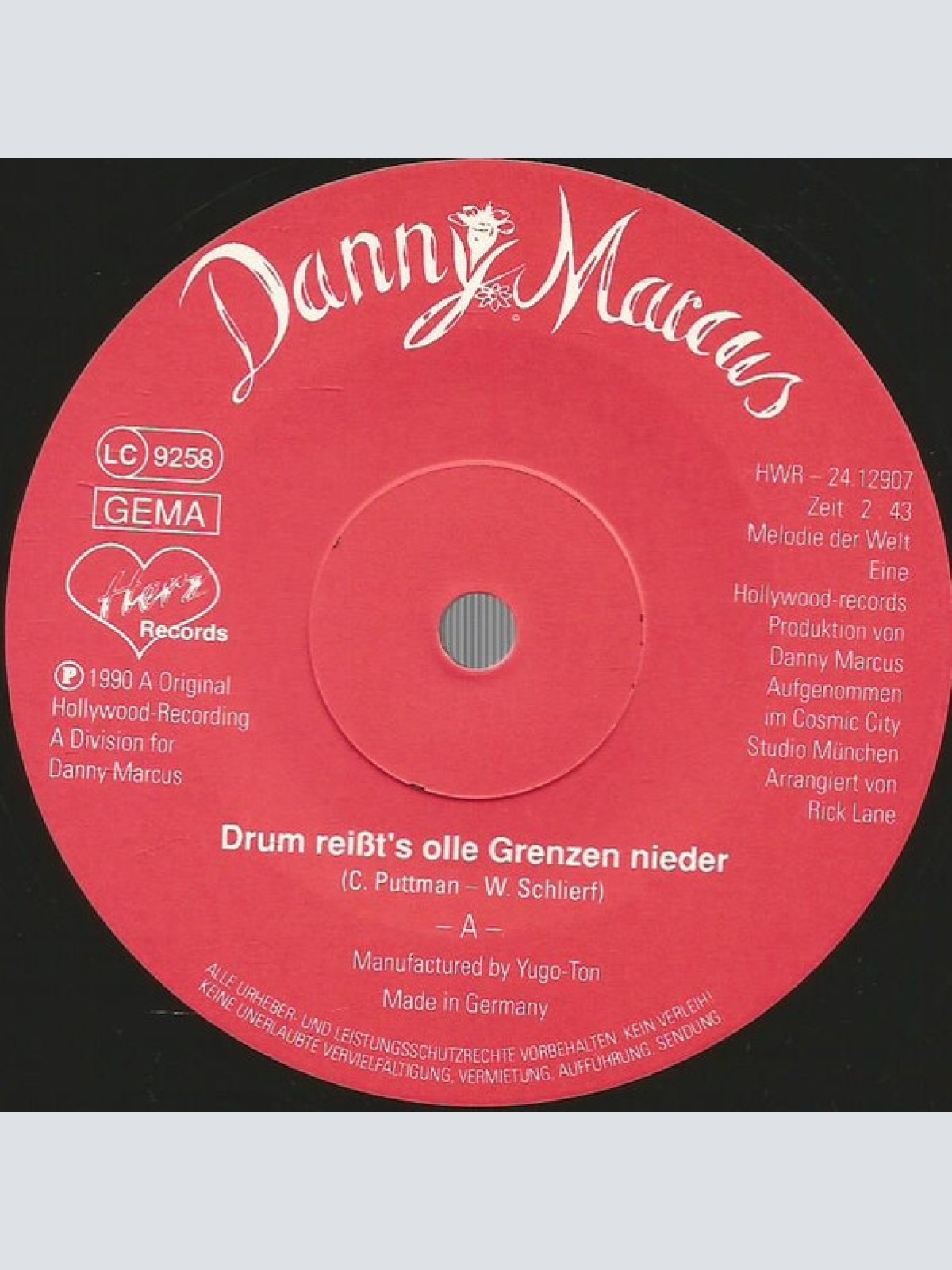Vinyl / Danny Marcus - Drum Reißt's Olle Grenzen Nieder