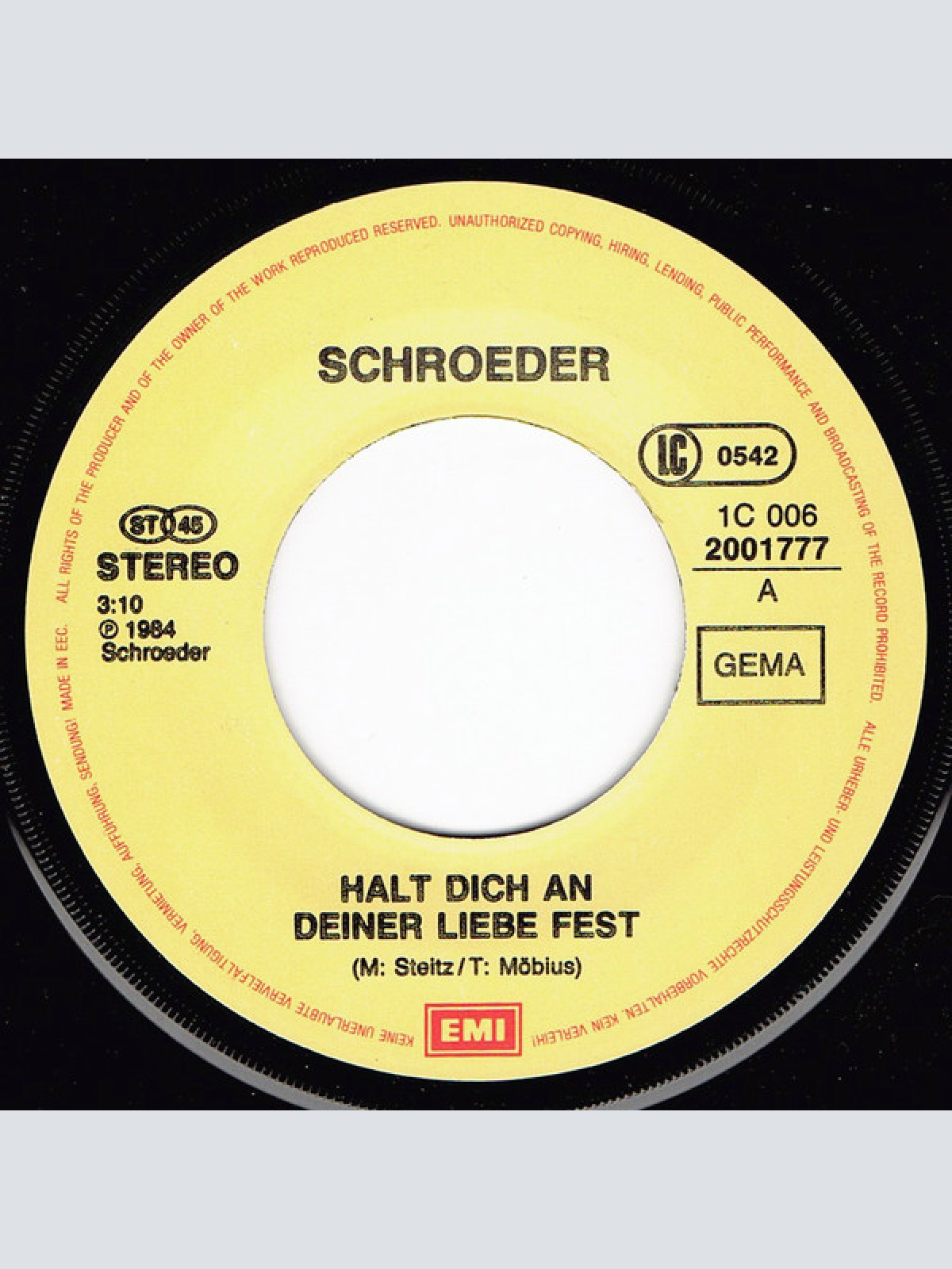 Vinyl / Schroeder* - Halt Dich An Deiner Liebe Fest / Hurra