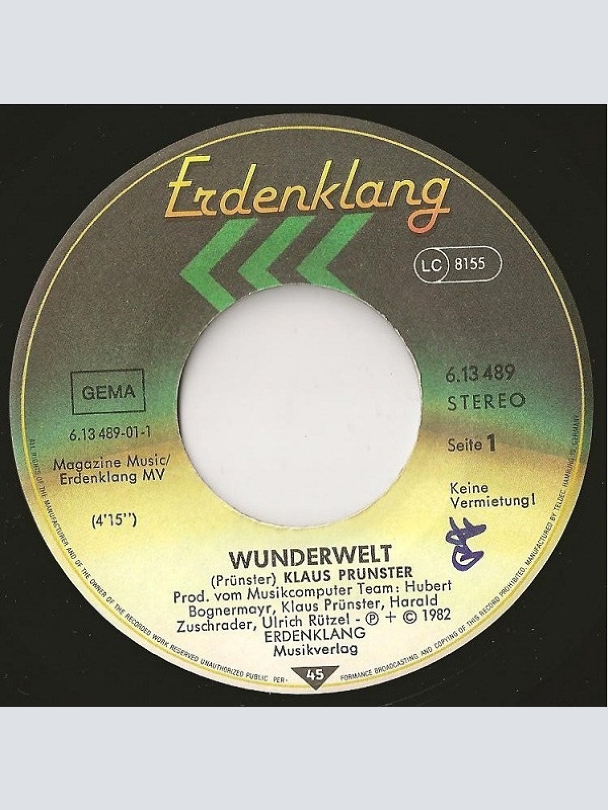 Vinyl / Klaus Prünster - Wunderwelt / Teleflipper-Glücksspielritter