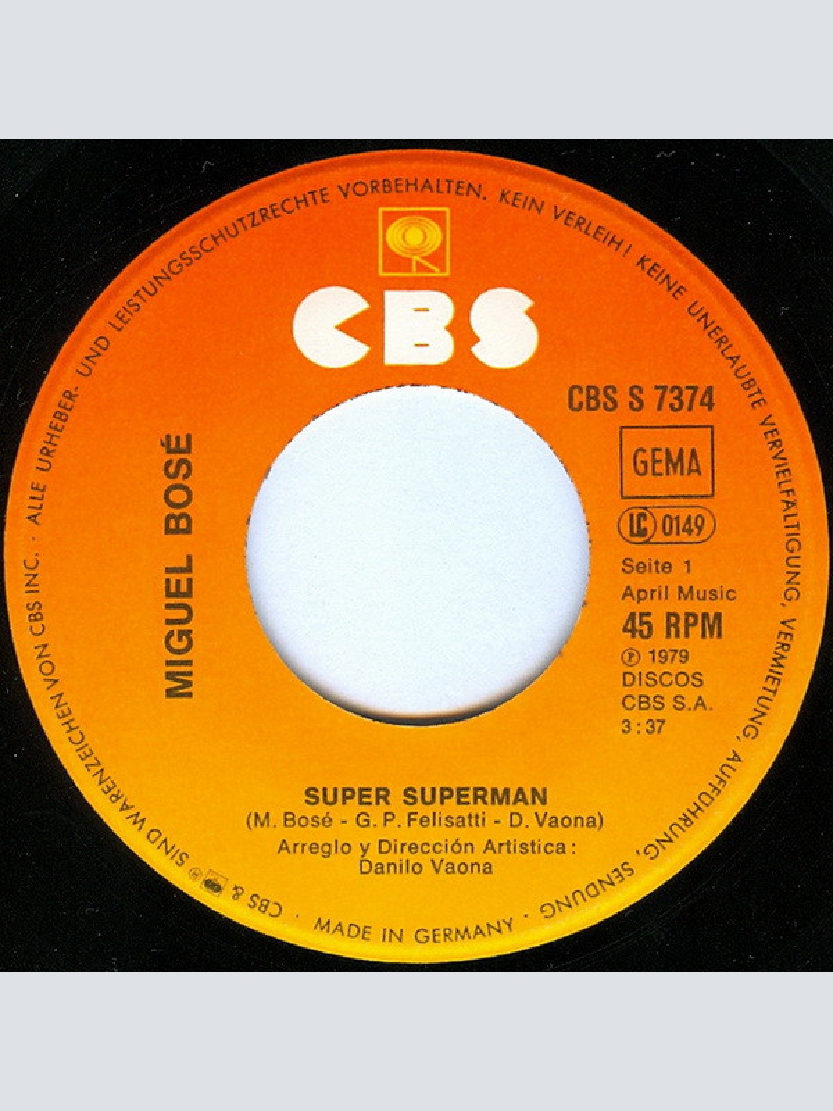 Vinyl / Miguel Bosé - Super, Superman
