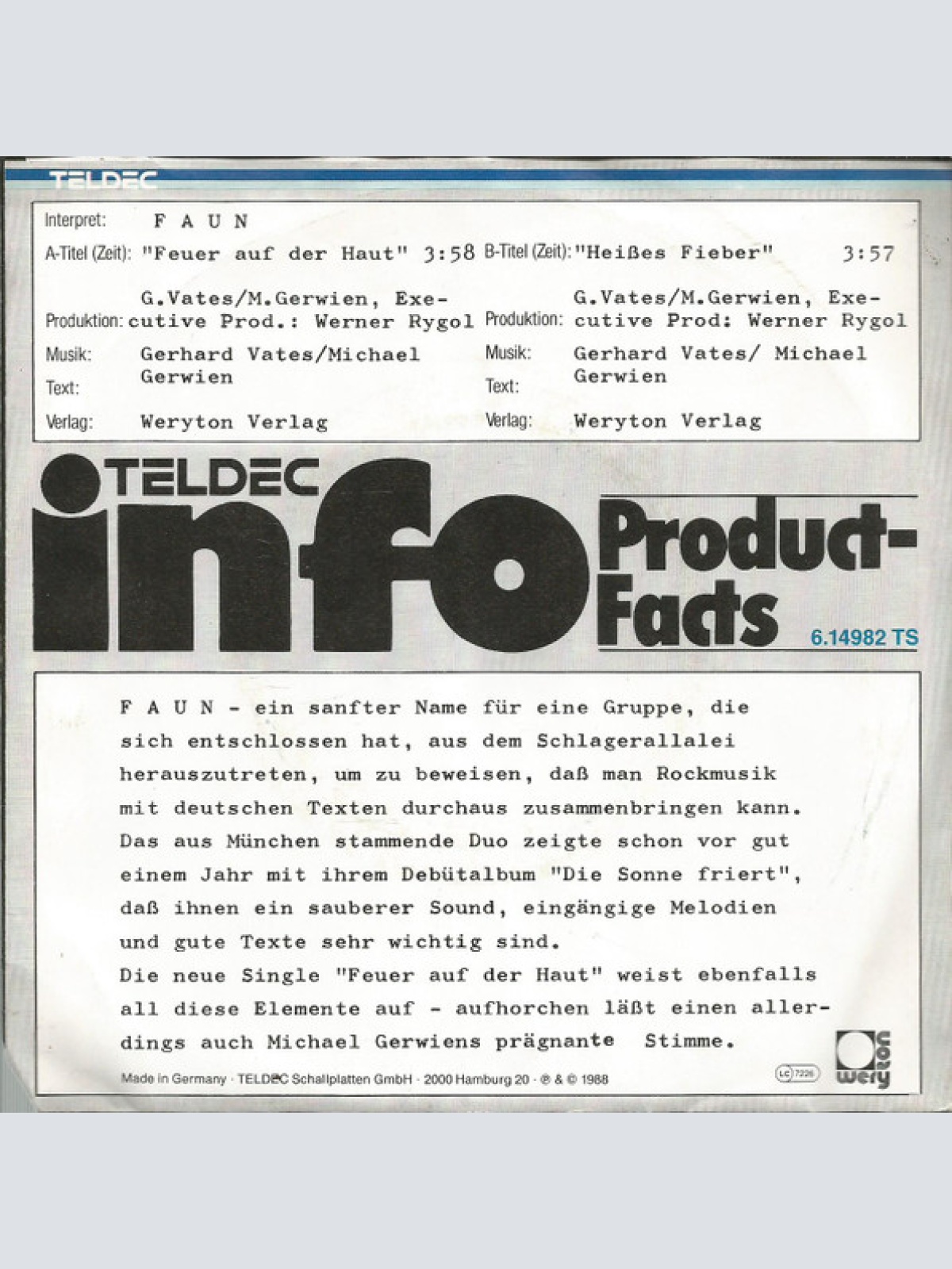 Vinyl / Faun (16) - Feuer Auf Der Haut