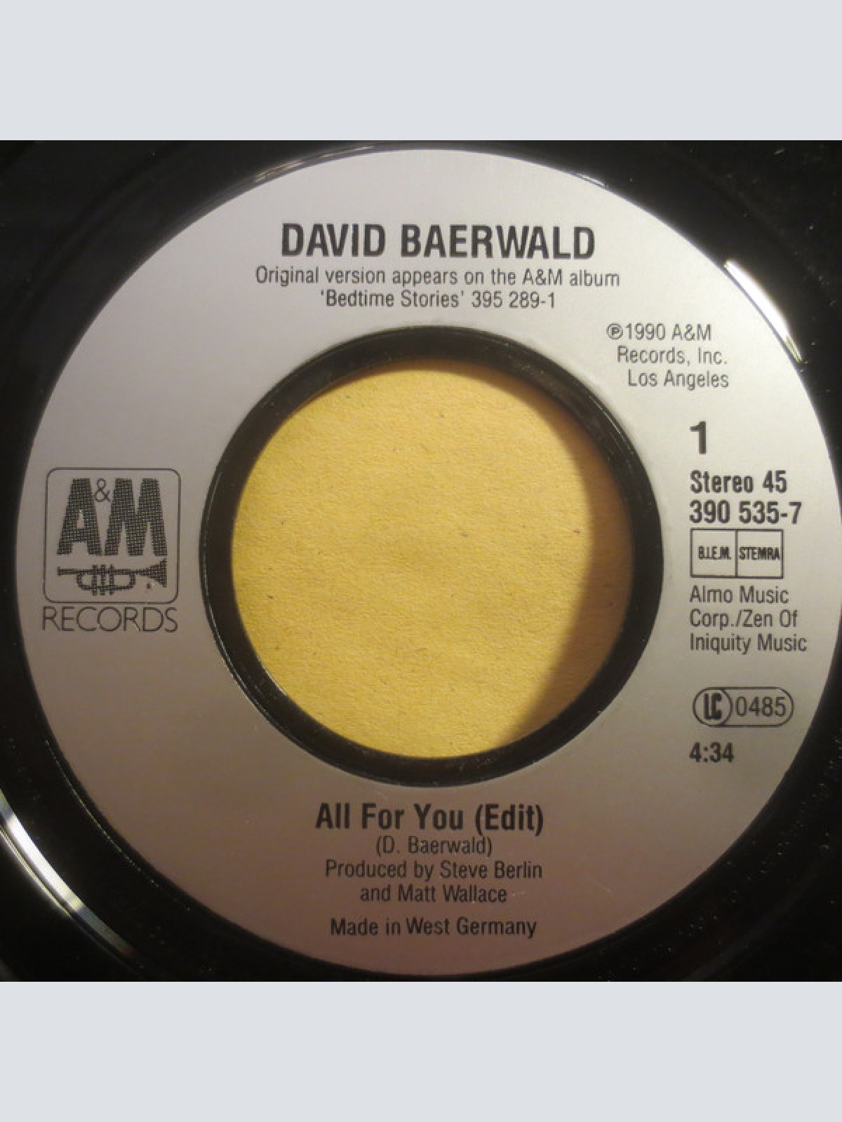 Vinyl / David Baerwald - All For You