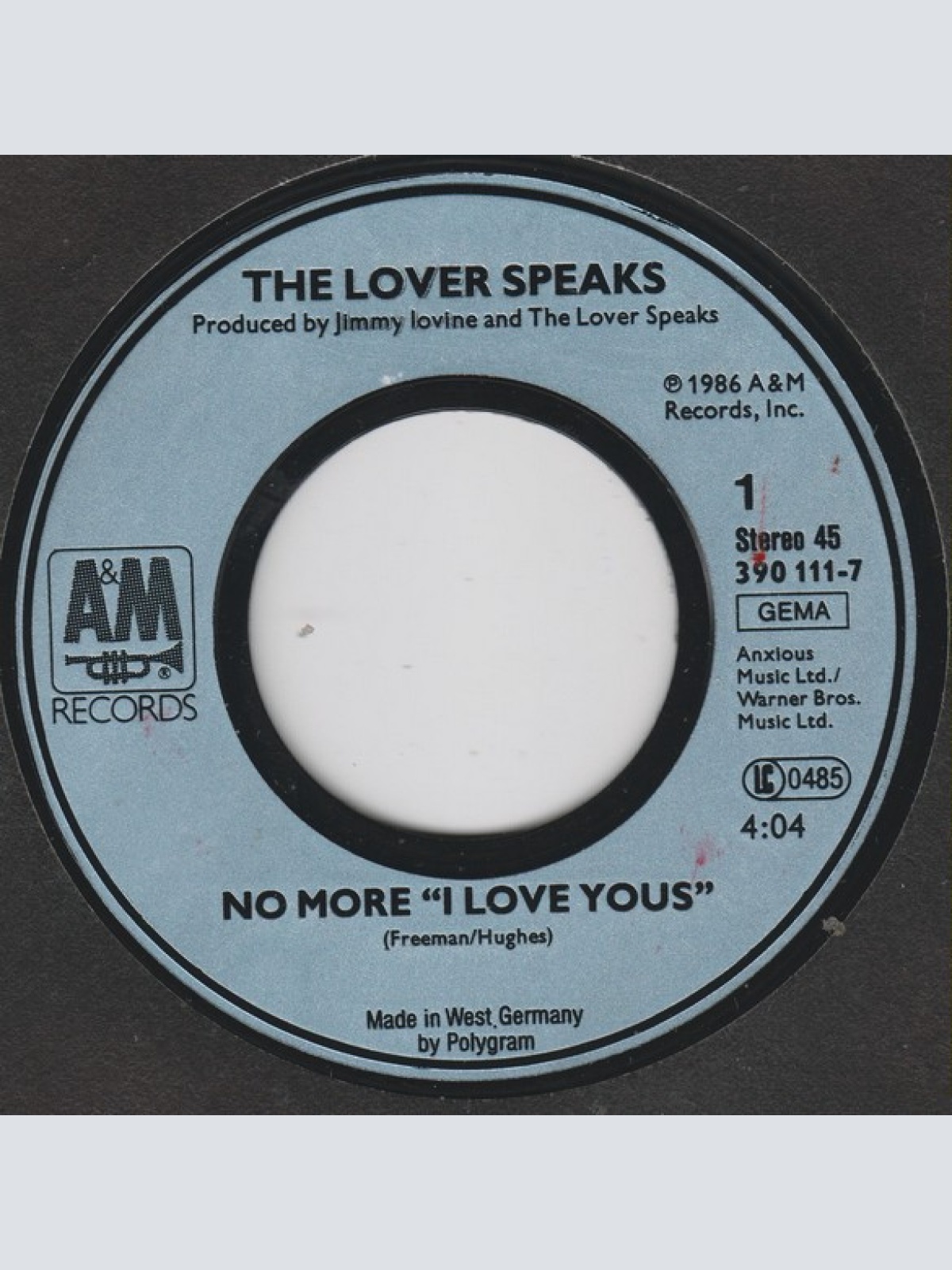 Vinyl / The Lover Speaks - No More "I Love You's"