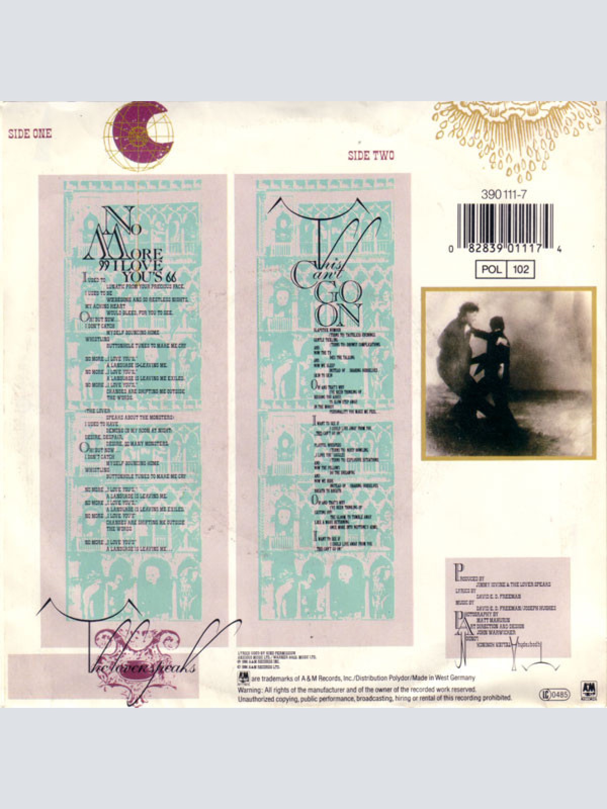 Vinyl / The Lover Speaks - No More "I Love You's"