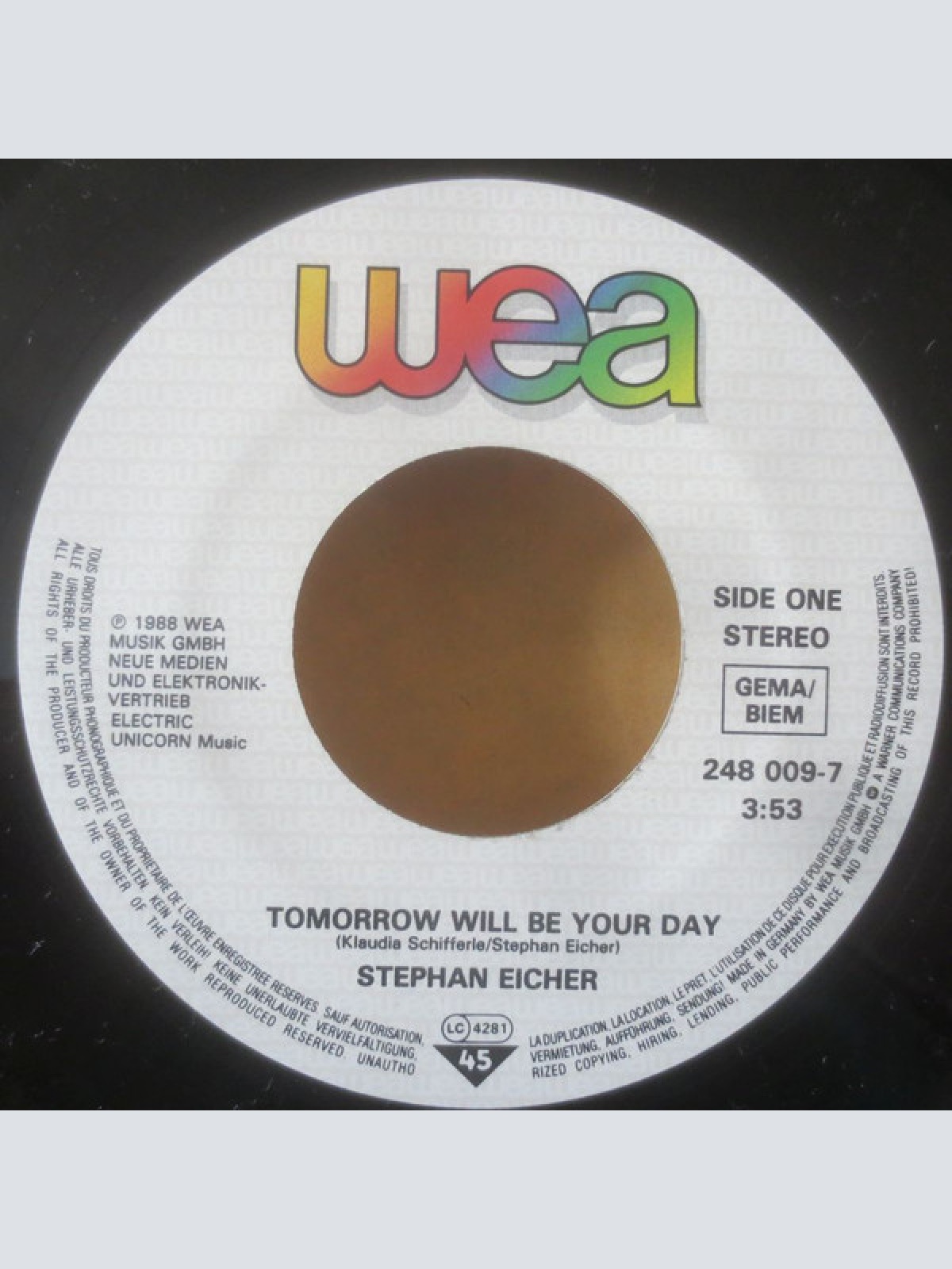 Vinyl / Stephan Eicher - Tomorrow Will Be Your Day