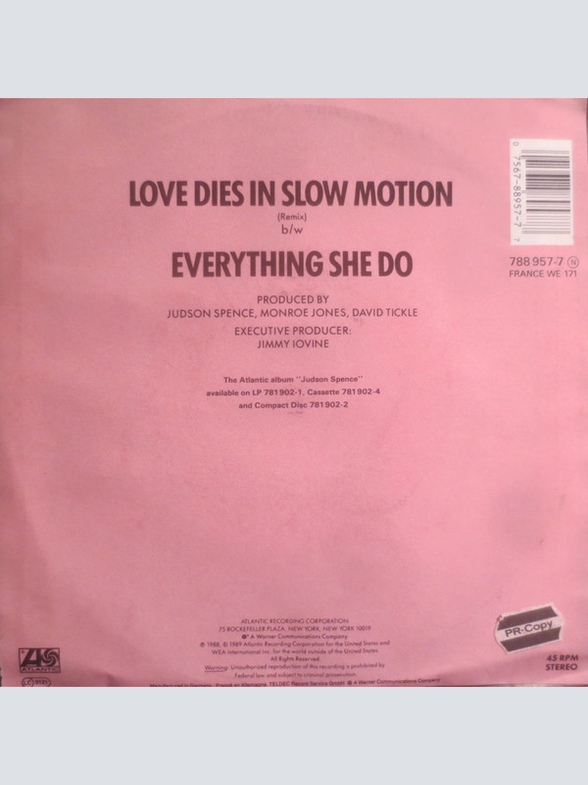 Vinyl / Judson Spence - Love Dies In Slow Motion