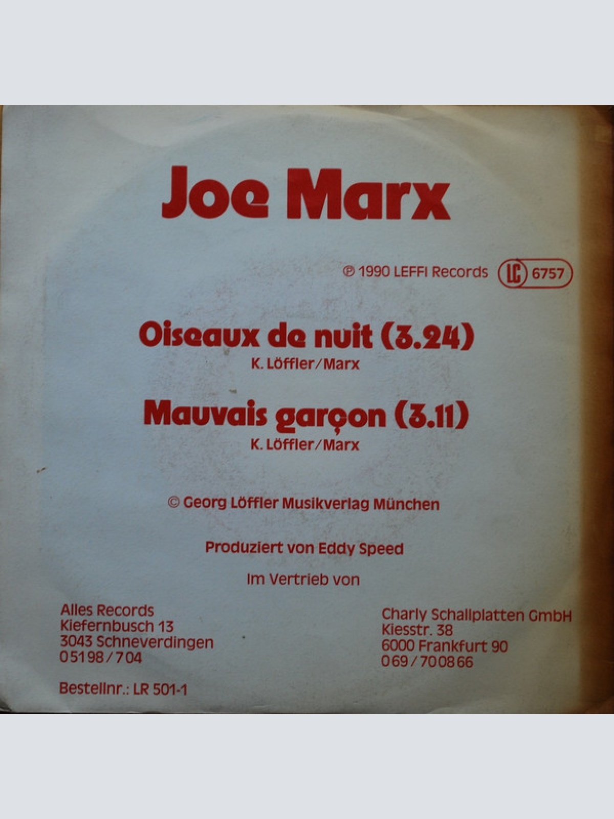 Vinyl / Joe Marx - Oiseaux De Nuit / Mauvais Garçon