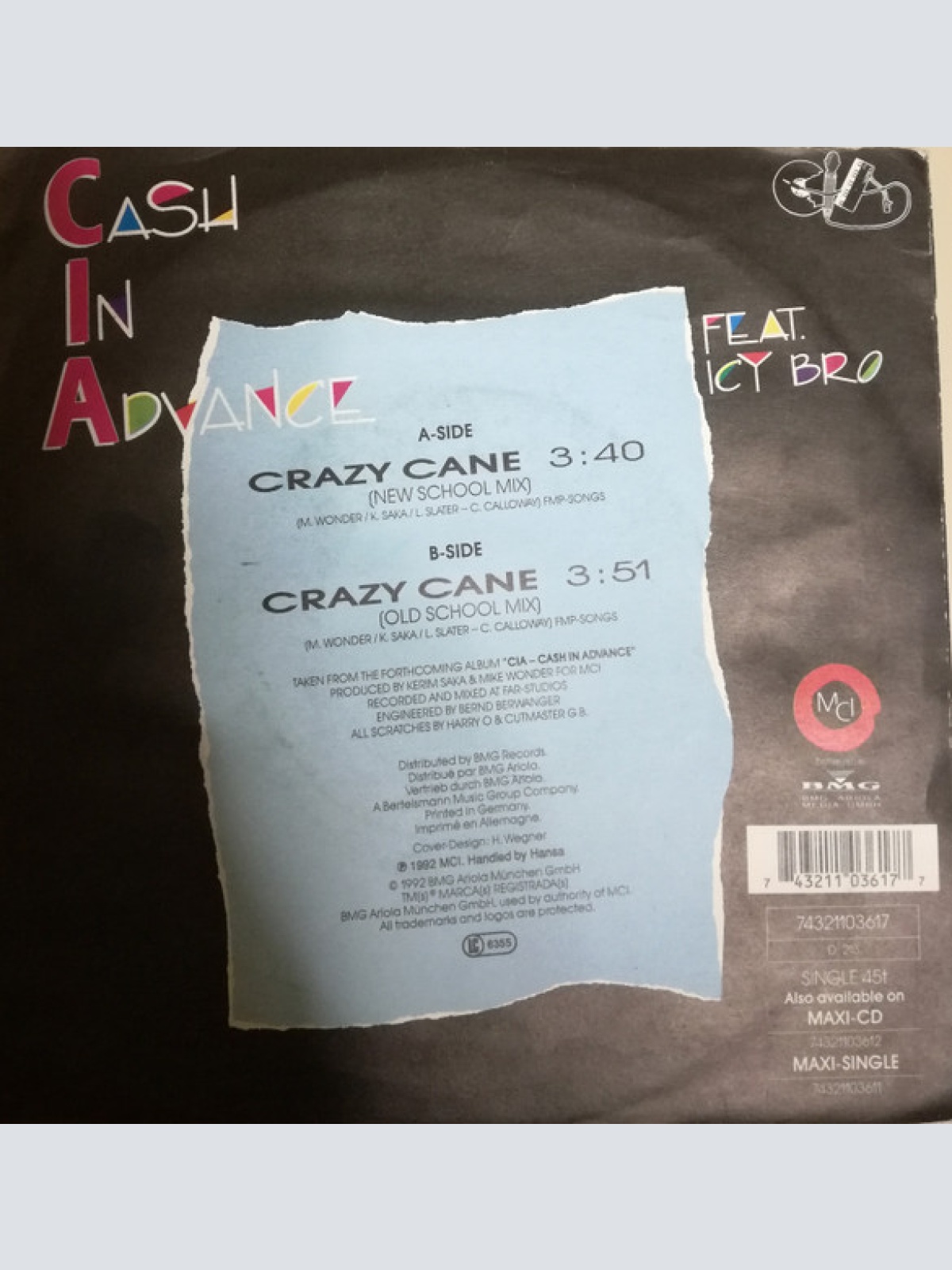 Vinyl / Cash In Advance Feat. Icy Bro - Crazy Cane