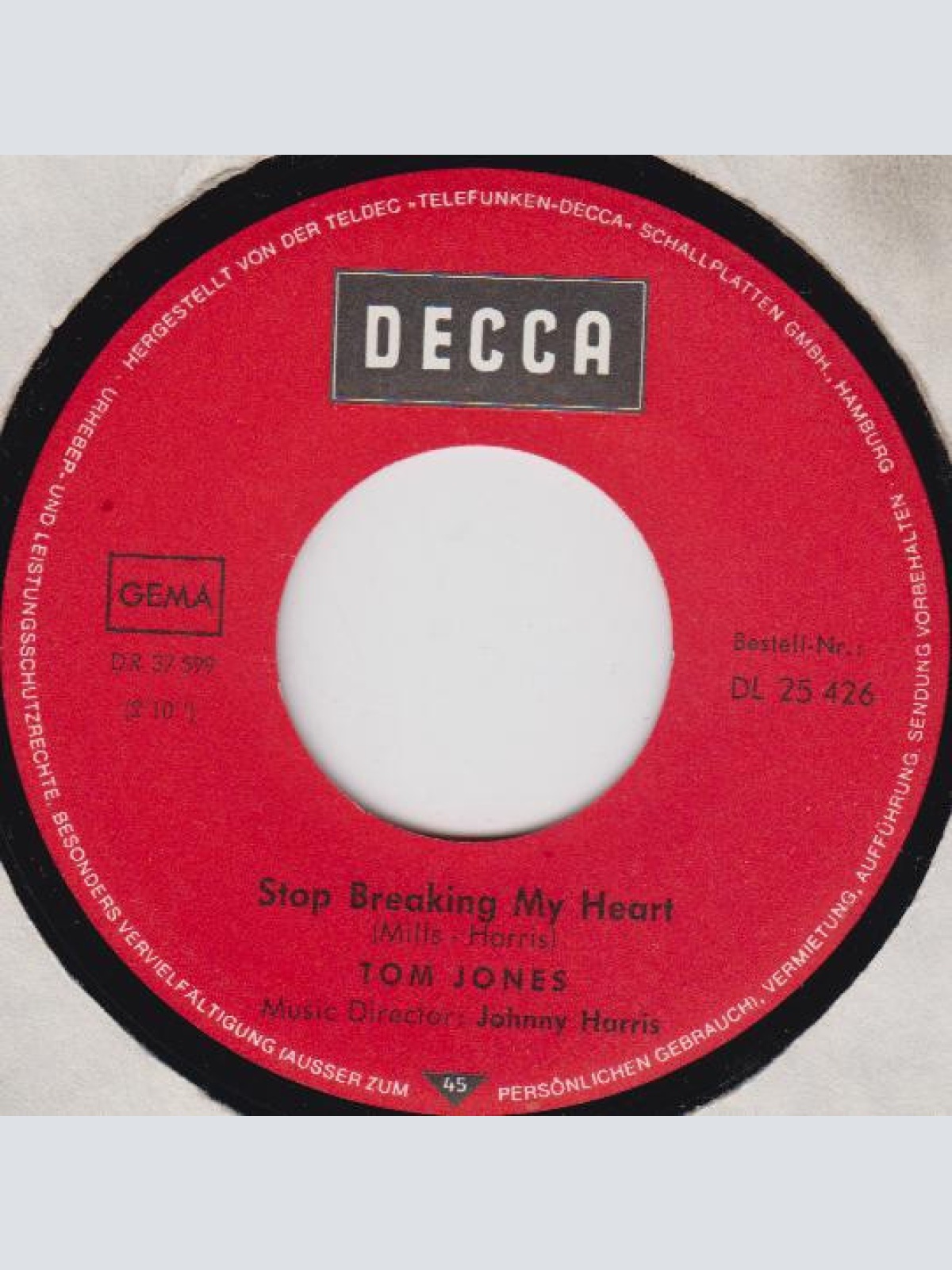 Vinyl / Tom Jones - I (Who Have Nothing) / Stop Breaking My Heart