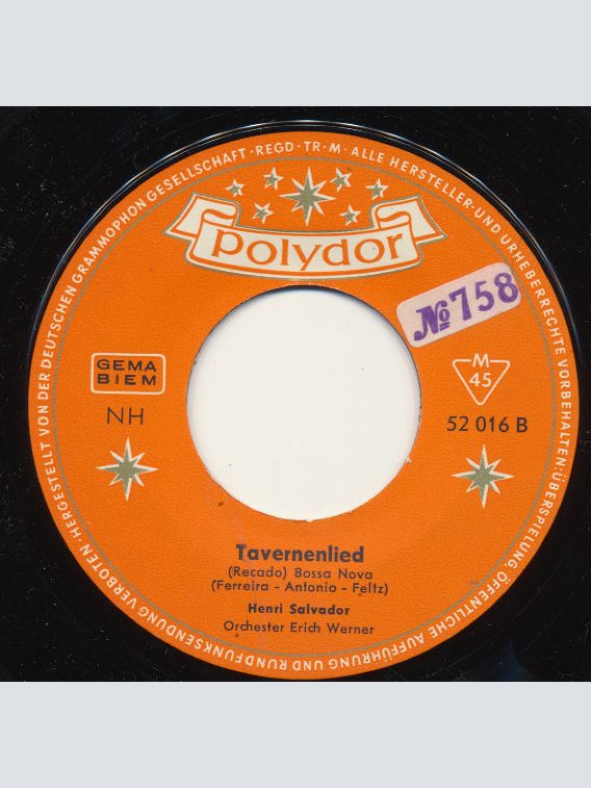 Vinyl / Henri Salvador - Fatima / Tavernenlied