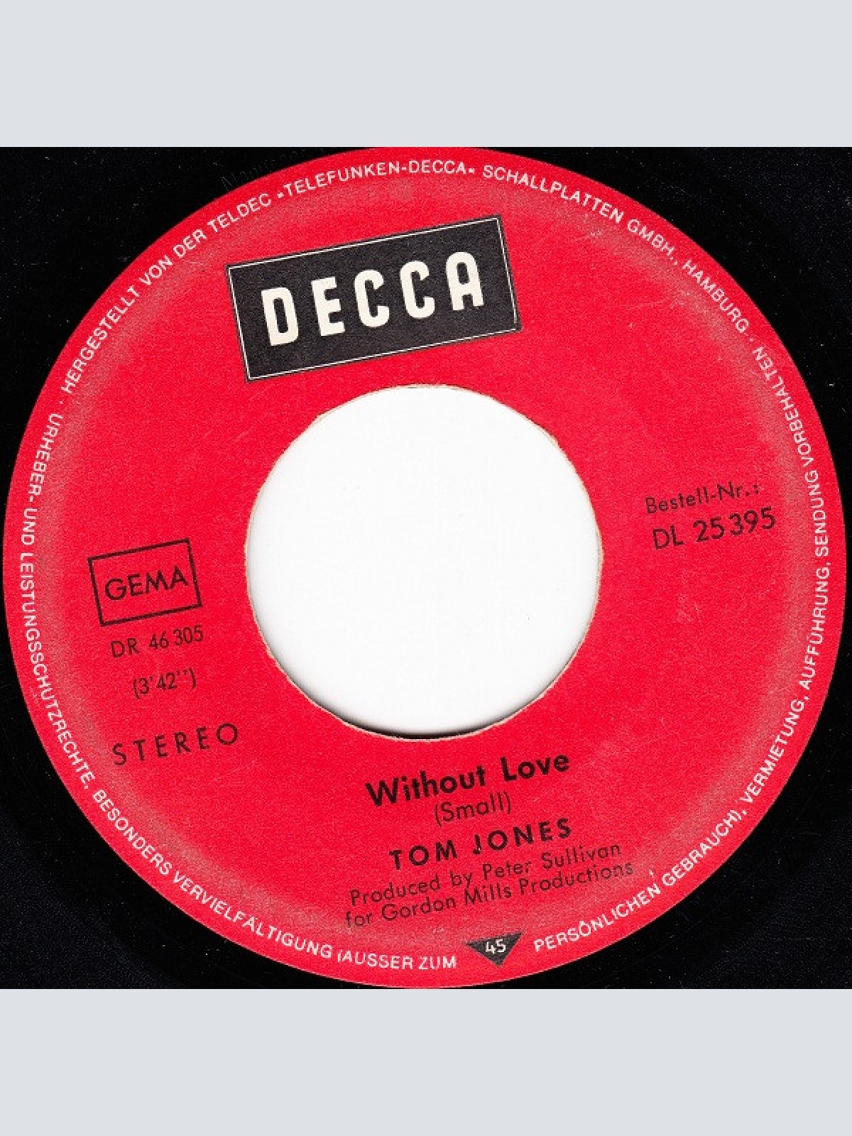 Vinyl / Tom Jones - Without Love