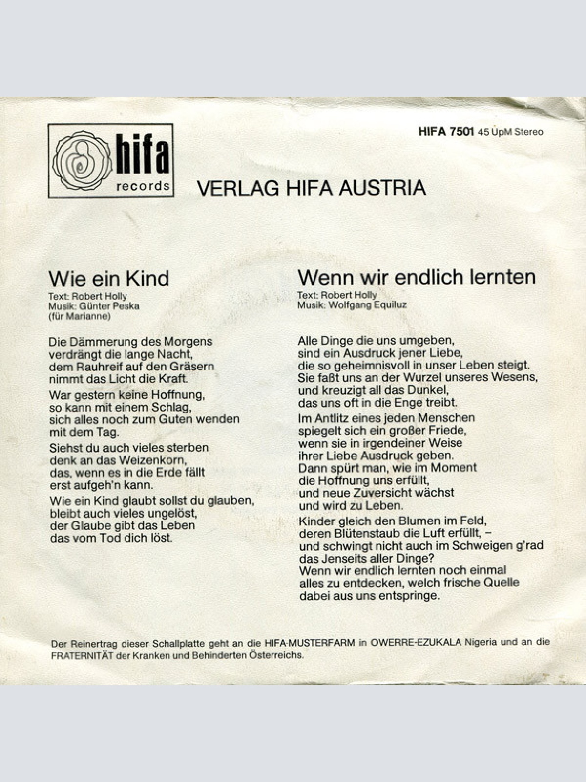Vinyl / Gruppe Porträt - Wie Ein Kind / Wenn Wir Endlich Lernten