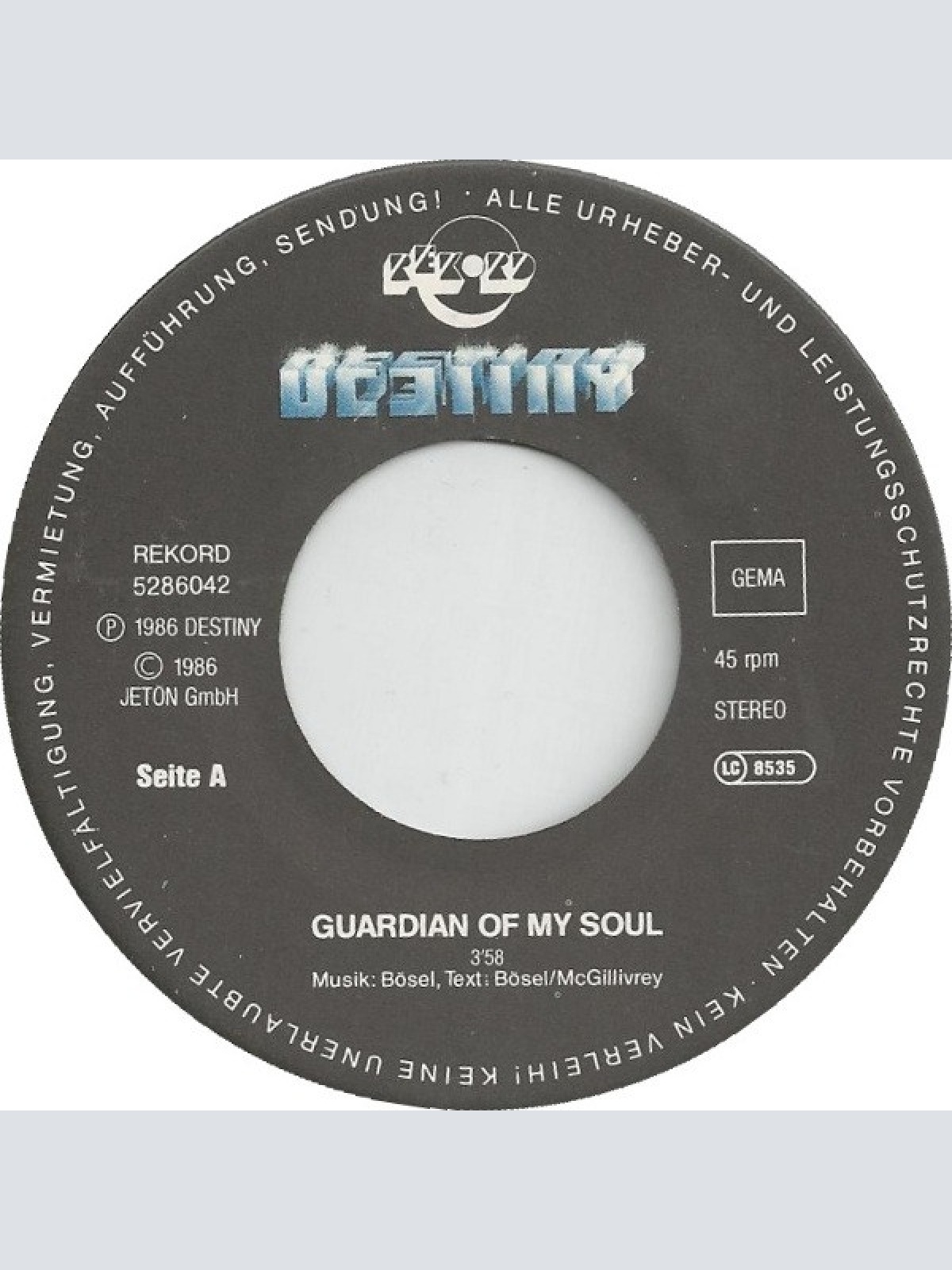 Vinyl / Destiny (31) - Guardian Of My Soul