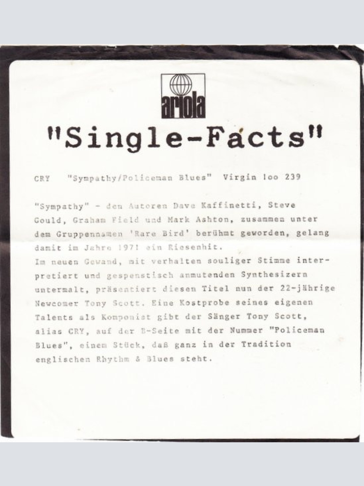 Vinyl / Cry (3) - Sympathy