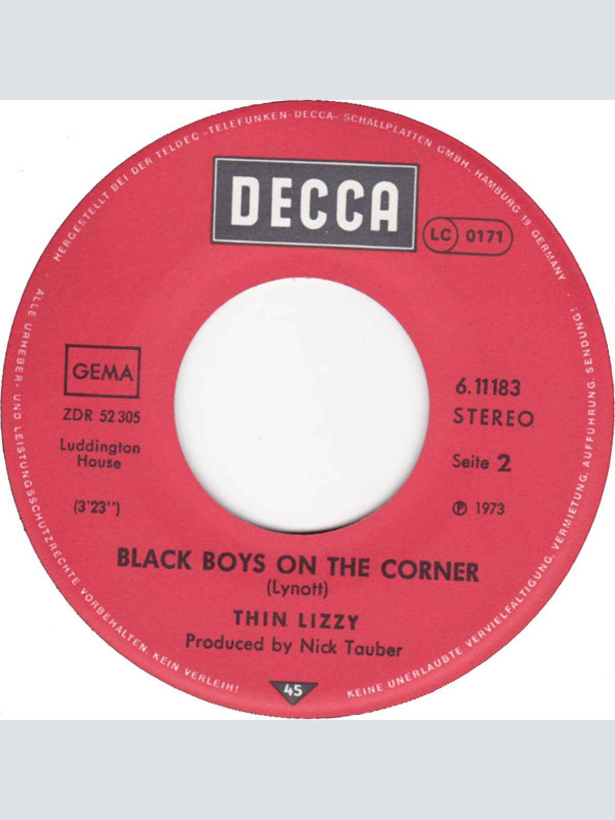 Vinyl / Thin Lizzy - Whisky In The Jar / Black Boys On The Corner