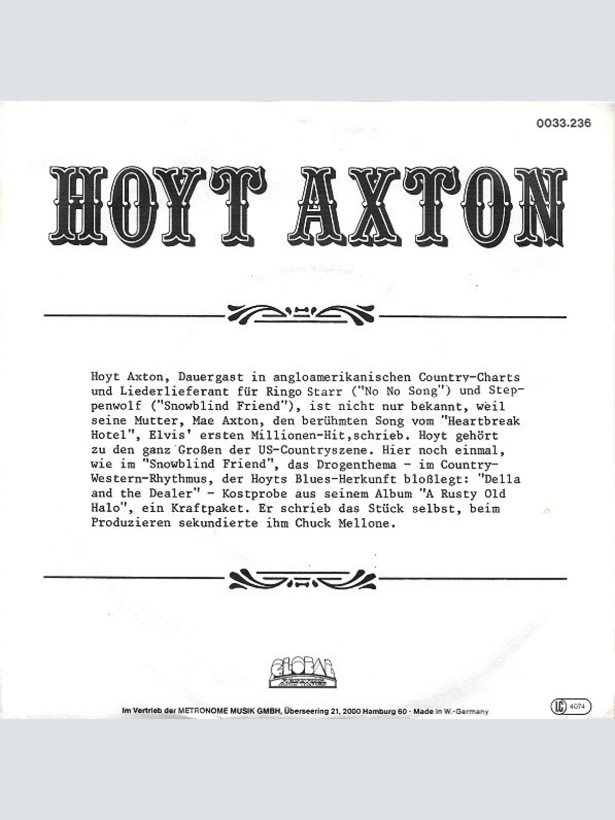 Vinyl / Hoyt Axton - Della And The Dealer