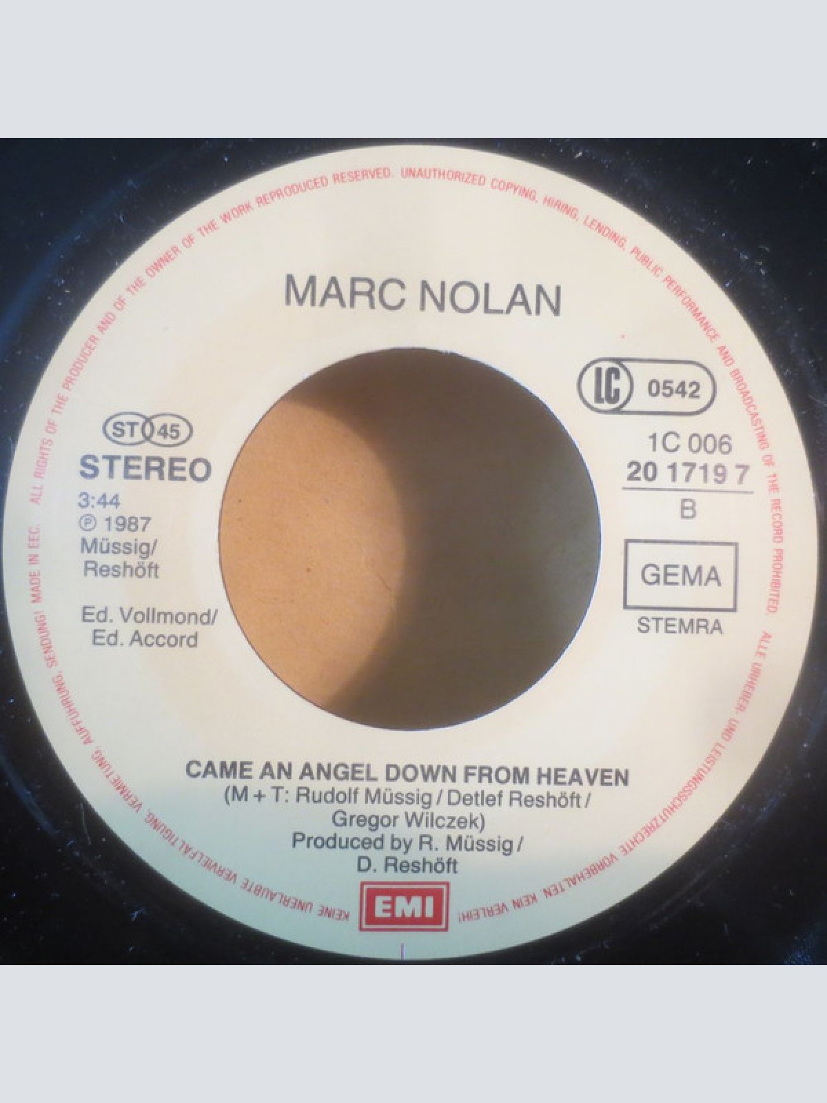 Vinyl / Marc Nolan - The Lights Of San Fernando / Came An Angel Down From Heaven