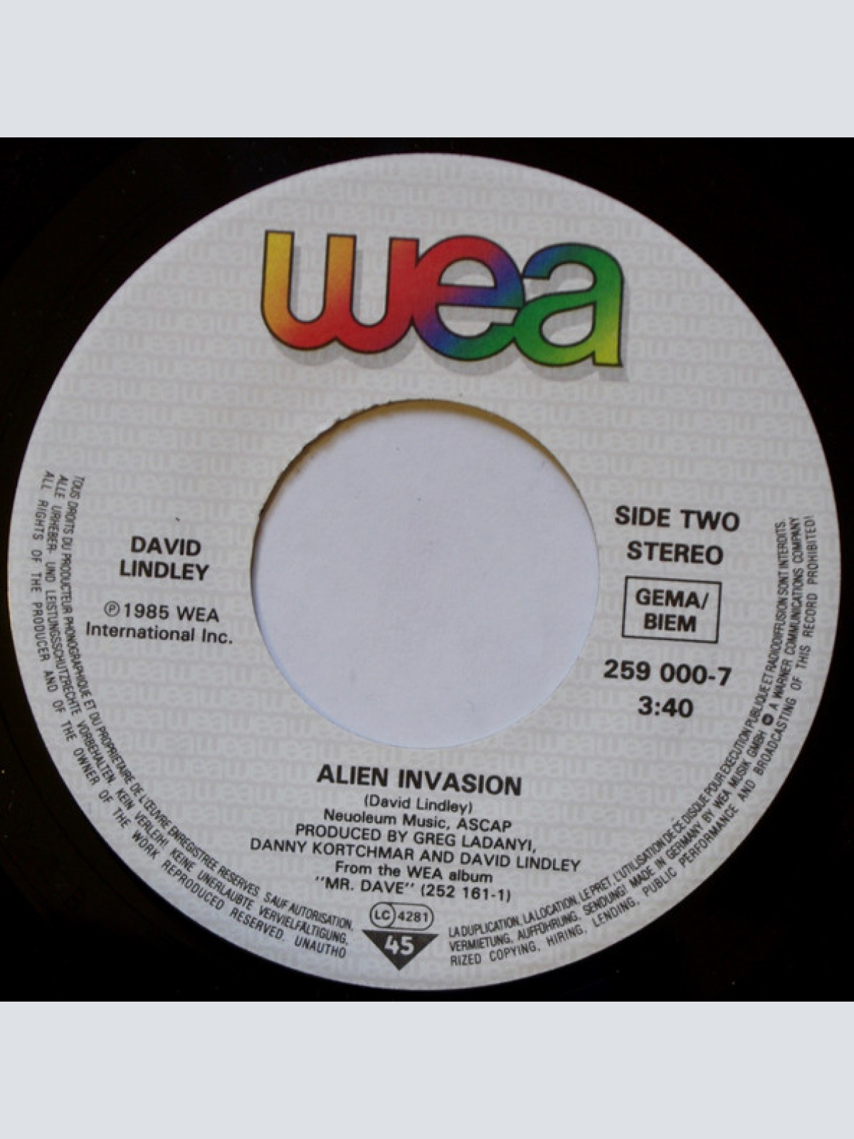 Vinyl / David Lindley - Pretty Girl Rules The World