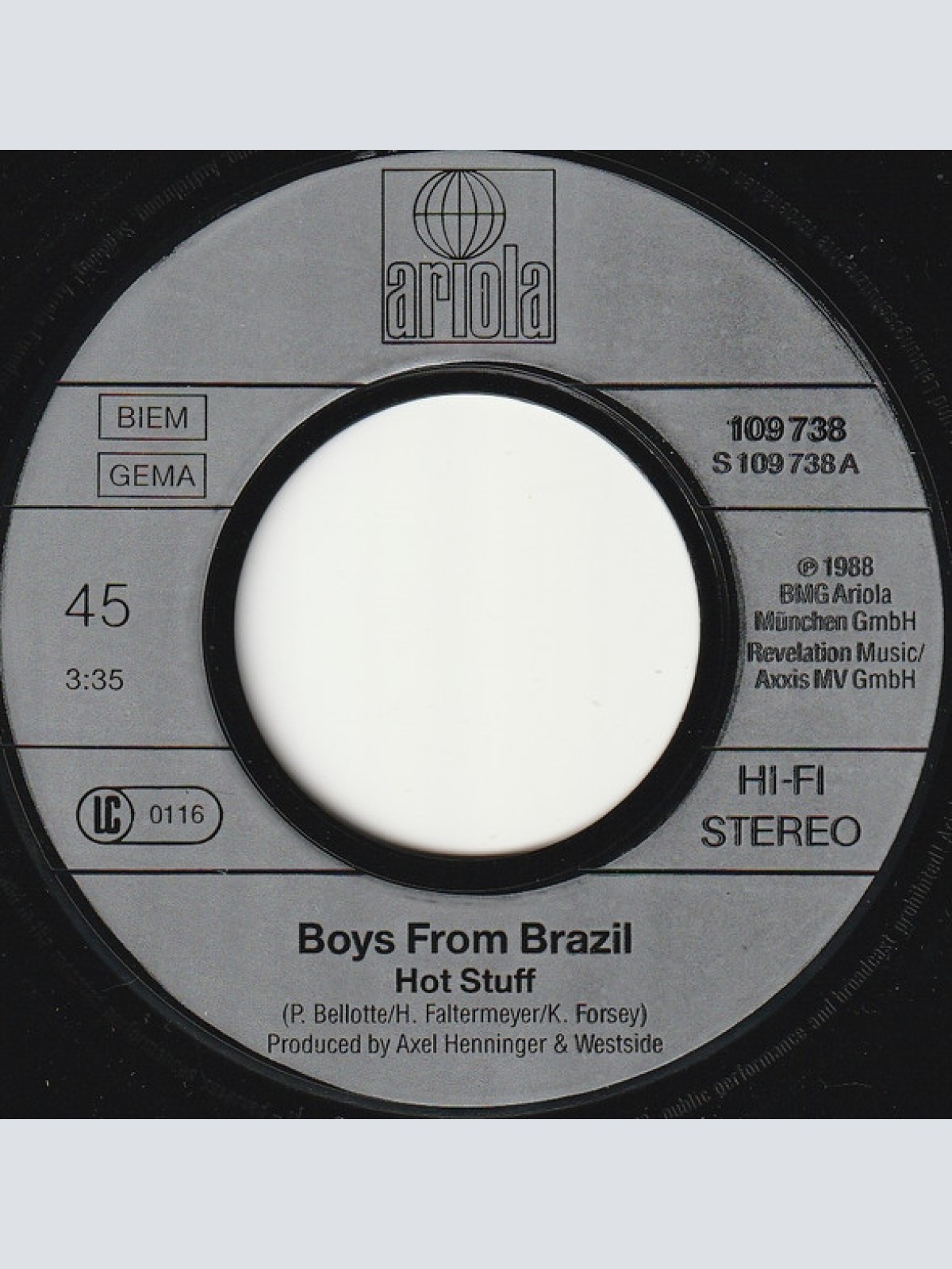Vinyl / Boys From Brazil - Hot Stuff