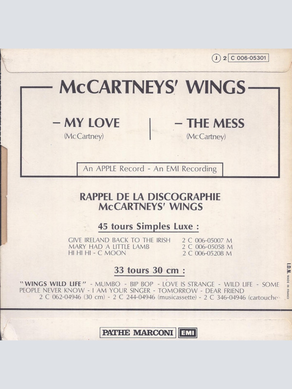 Vinyl / McCartney's Wings* - My Love