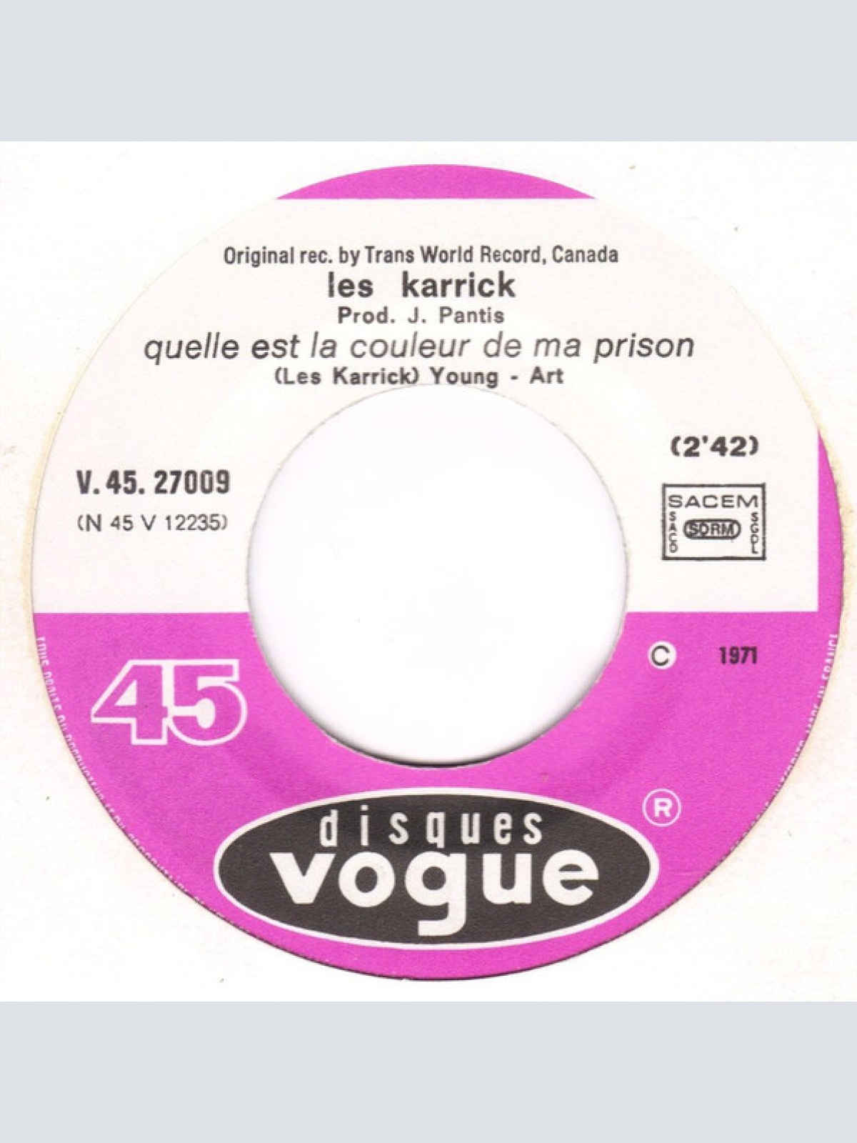 Vinyl / Les Karrick* - Au Chant De L'alouette