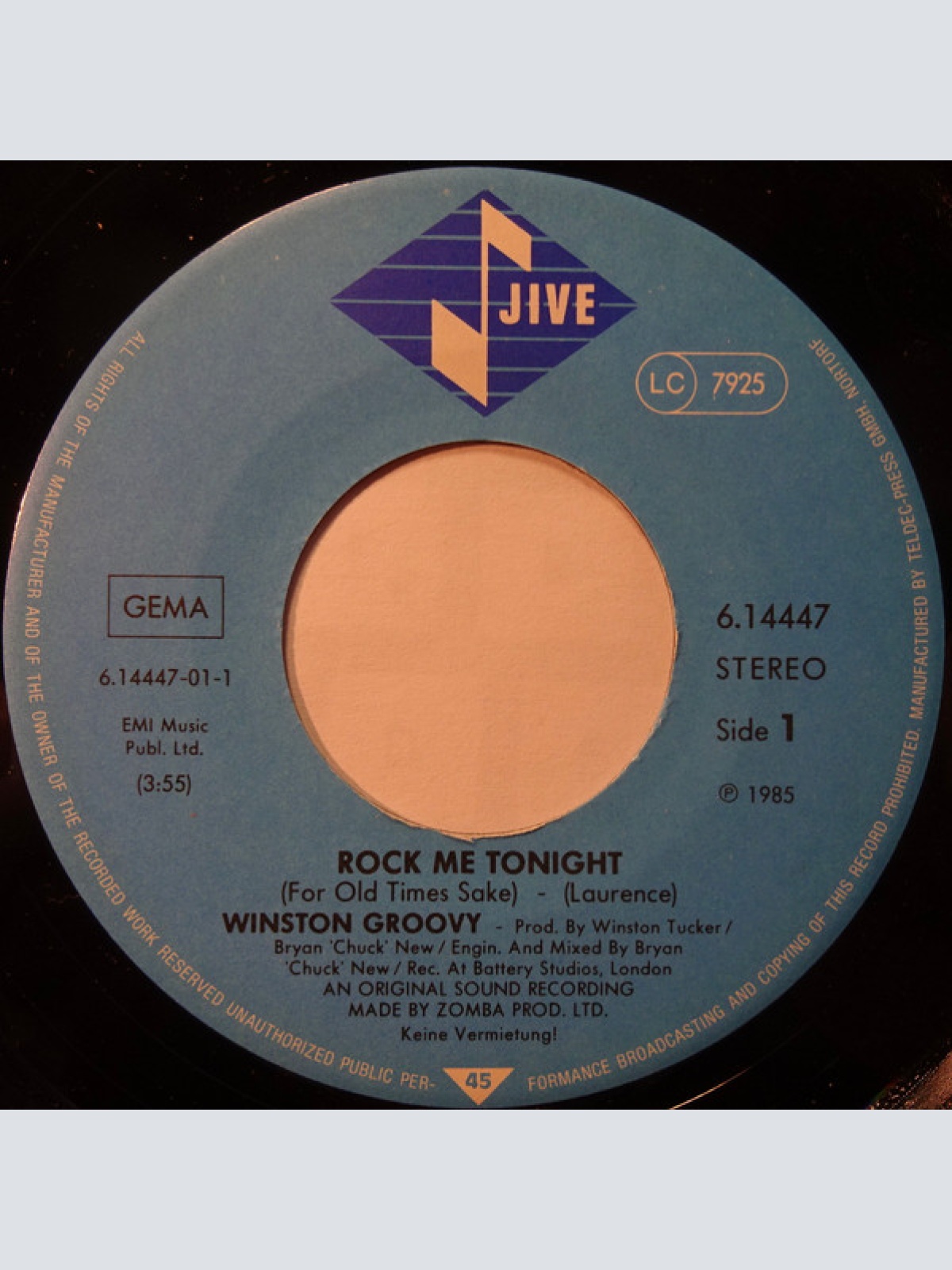 Vinyl / Winston Groovy - Rock Me Tonight (For Old Times Sake)