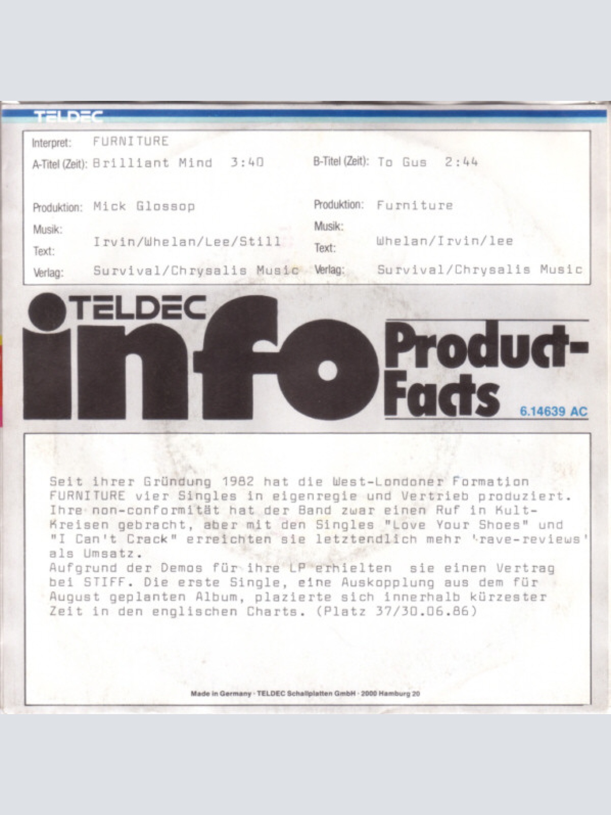 Vinyl / Furniture - Brilliant Mind