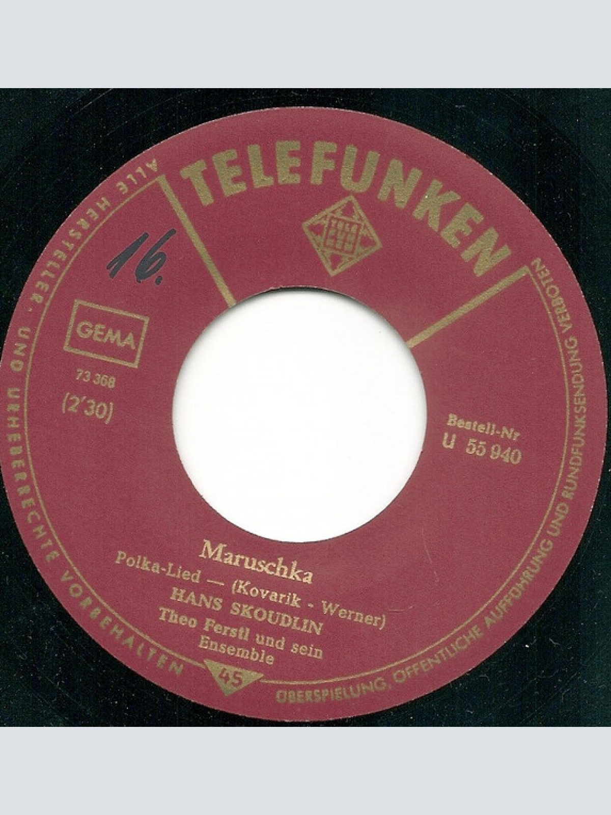 Vinyl / Hans Skoudlin - Patsch Handi Z'Samm / Maruschka