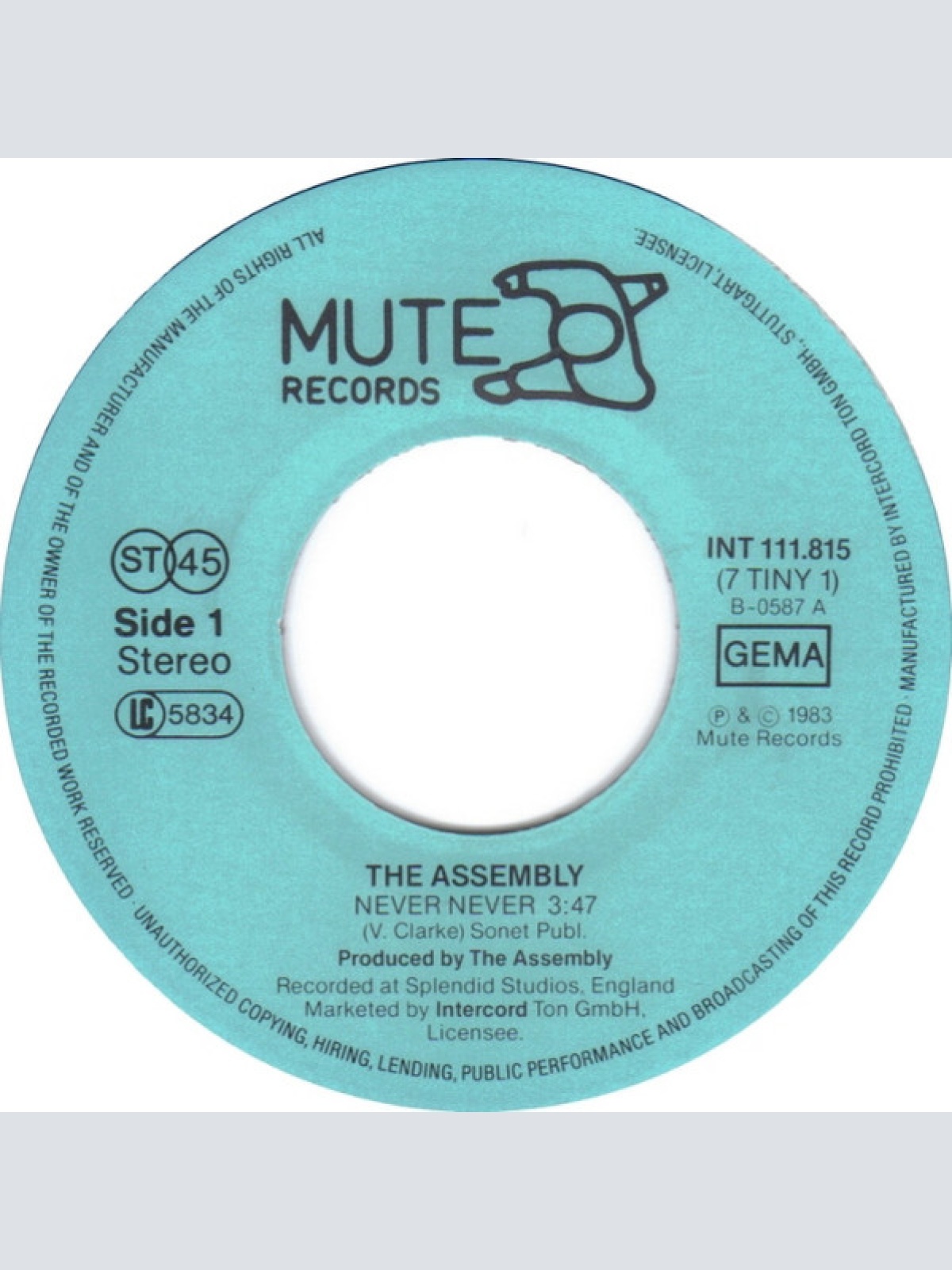 Vinyl / The Assembly - Never Never