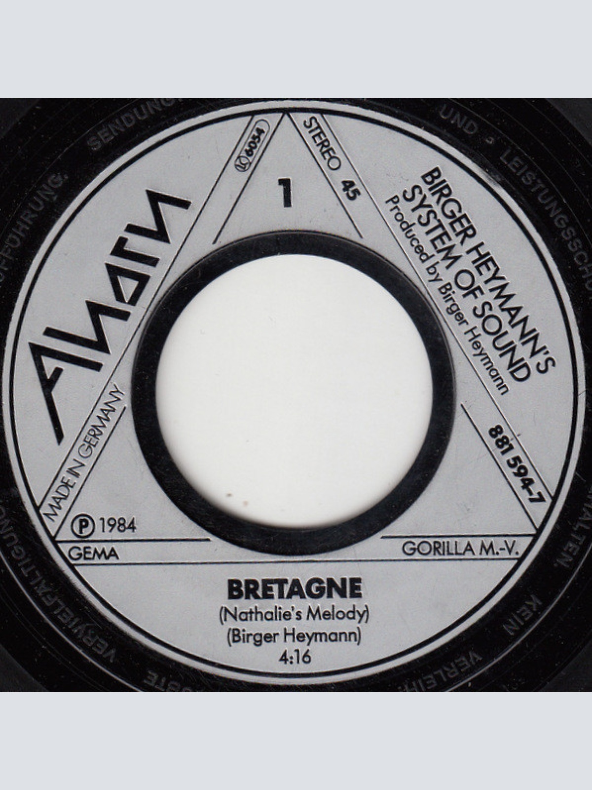 Vinyl / Birger Heymann's System Of Sound - Bretagne (Nathalie's Melody)