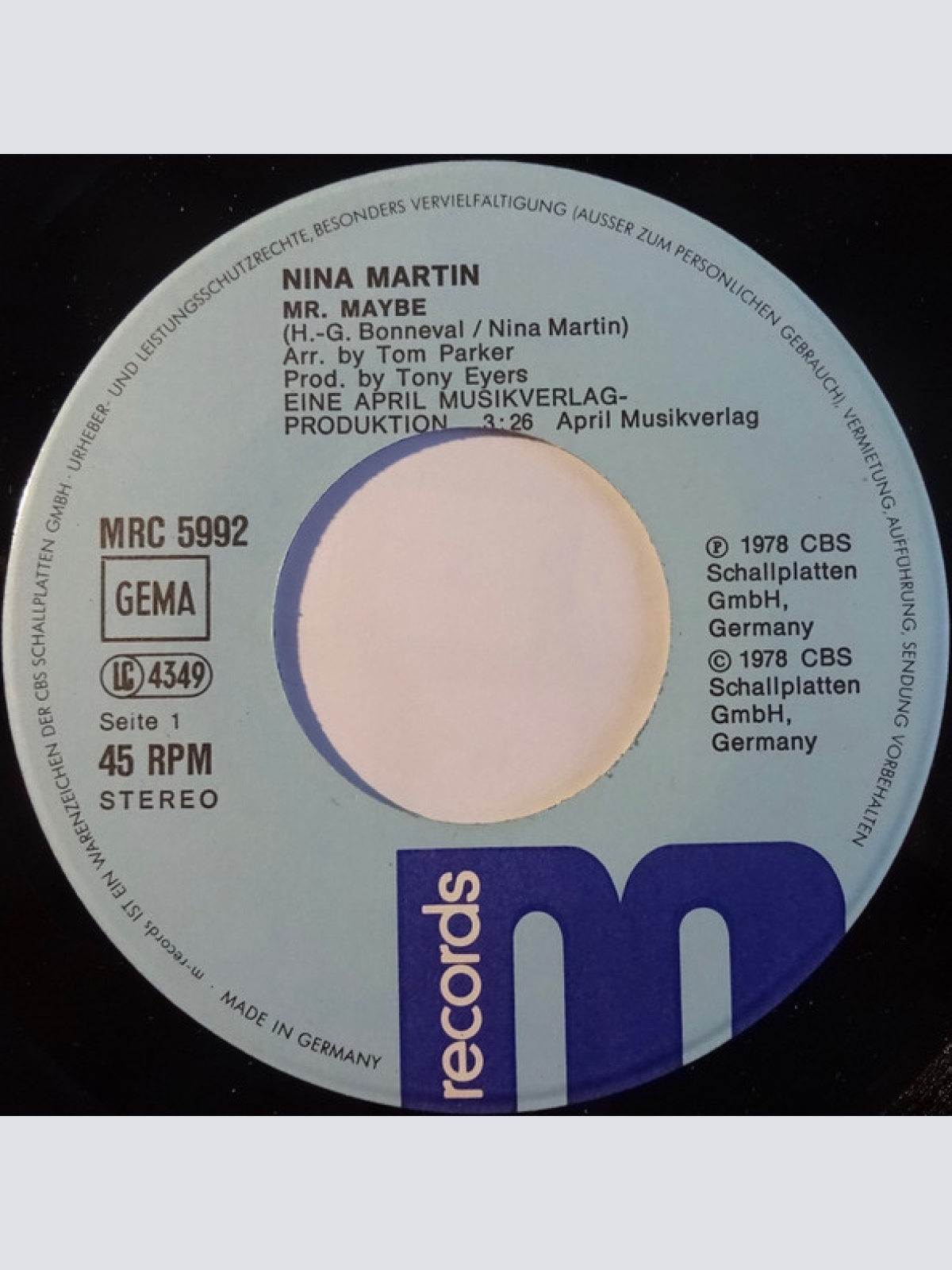 Vinyl / Nina Martin - Mr. Maybe