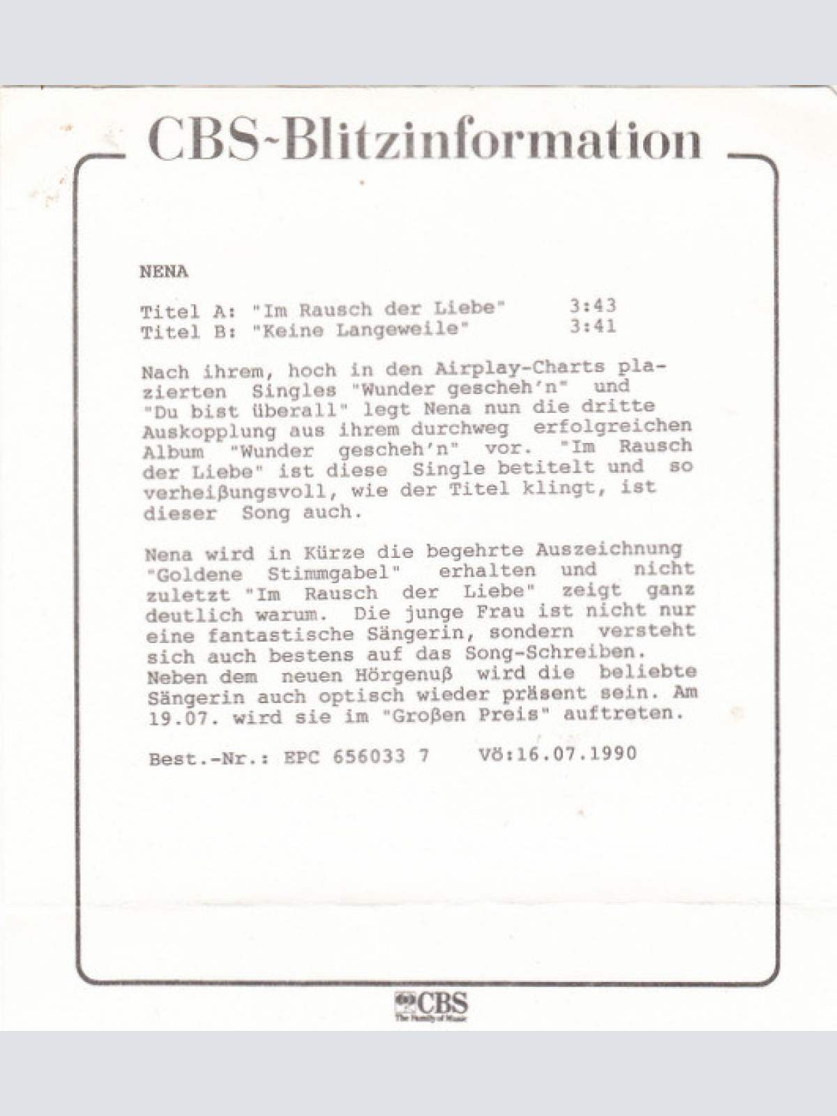 Vinyl / Nena (20) - Im Rausch Der Liebe