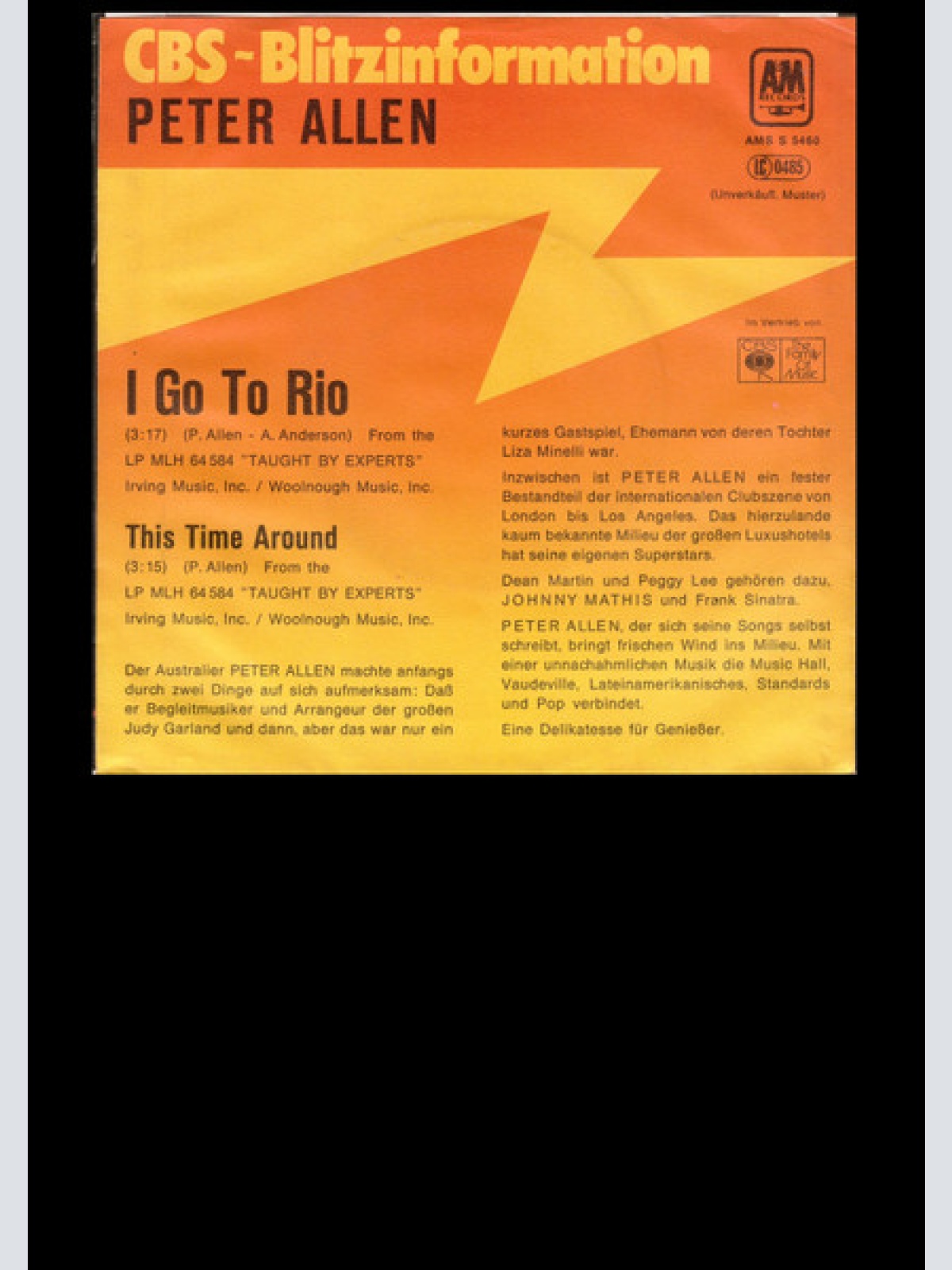 Vinyl / Peter Allen - I Go To Rio