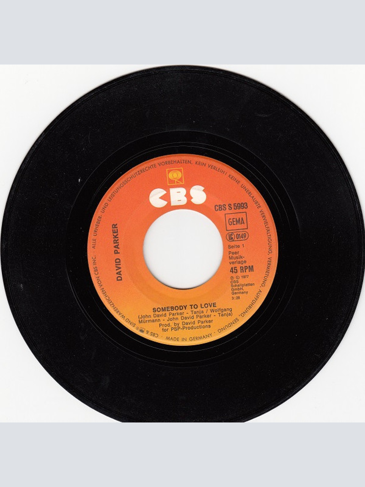 Vinyl / David Parker - Somebody To Love