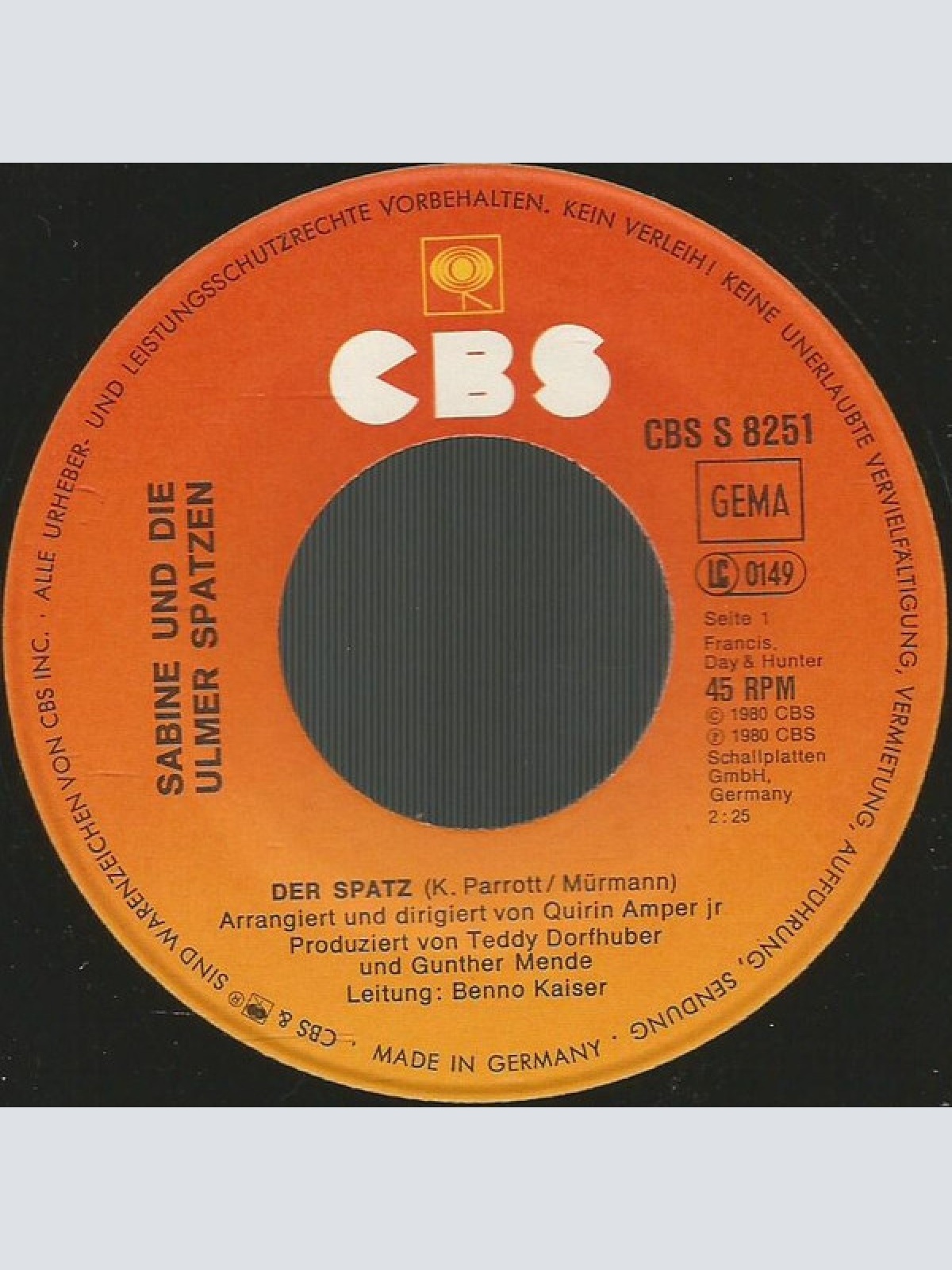 Vinyl / Sabine (32) Und Die Ulmer Spatzen - Der Spatz