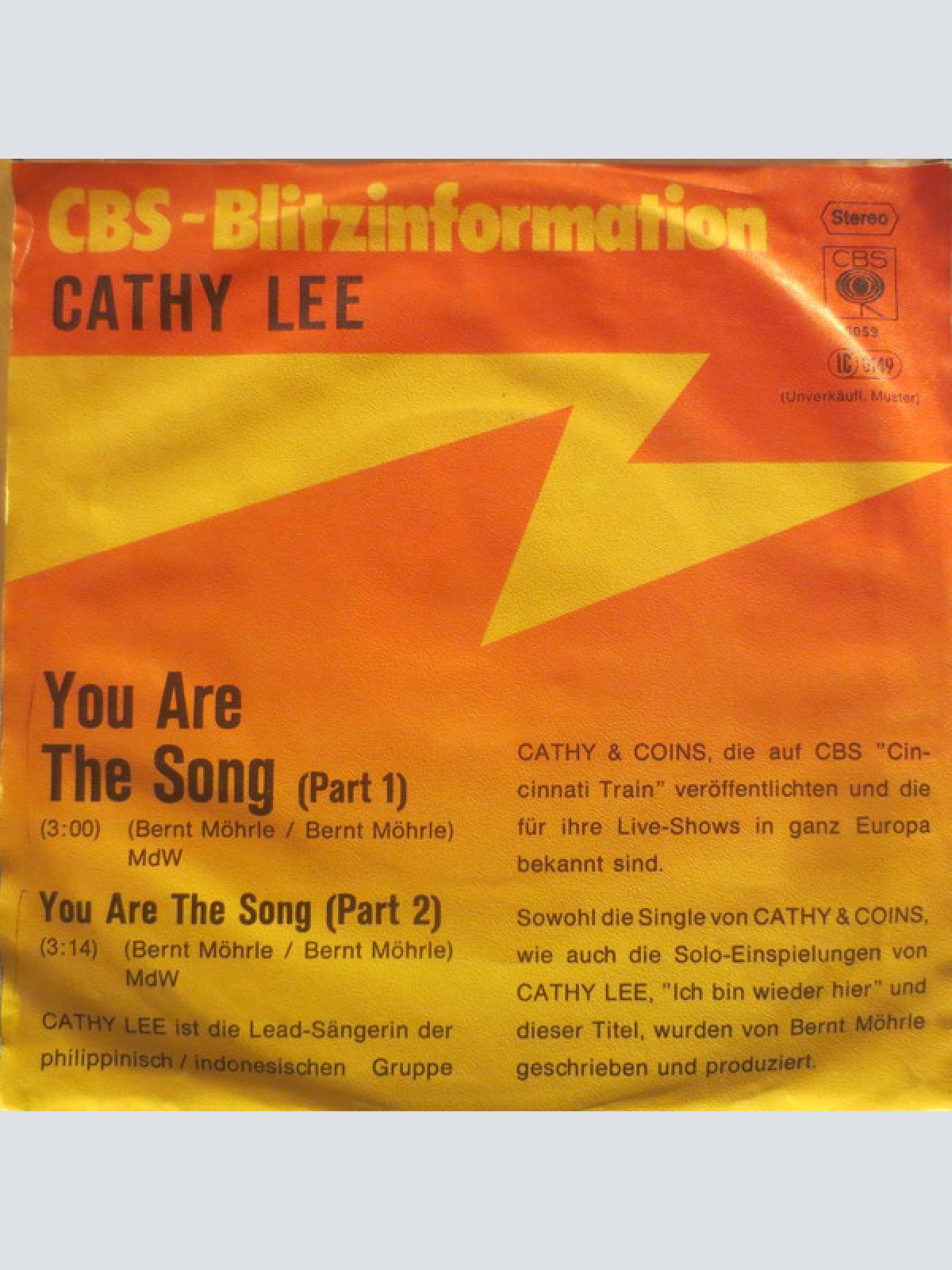 Vinyl / Cathy Lee - You Are The Song (Part 1+2)